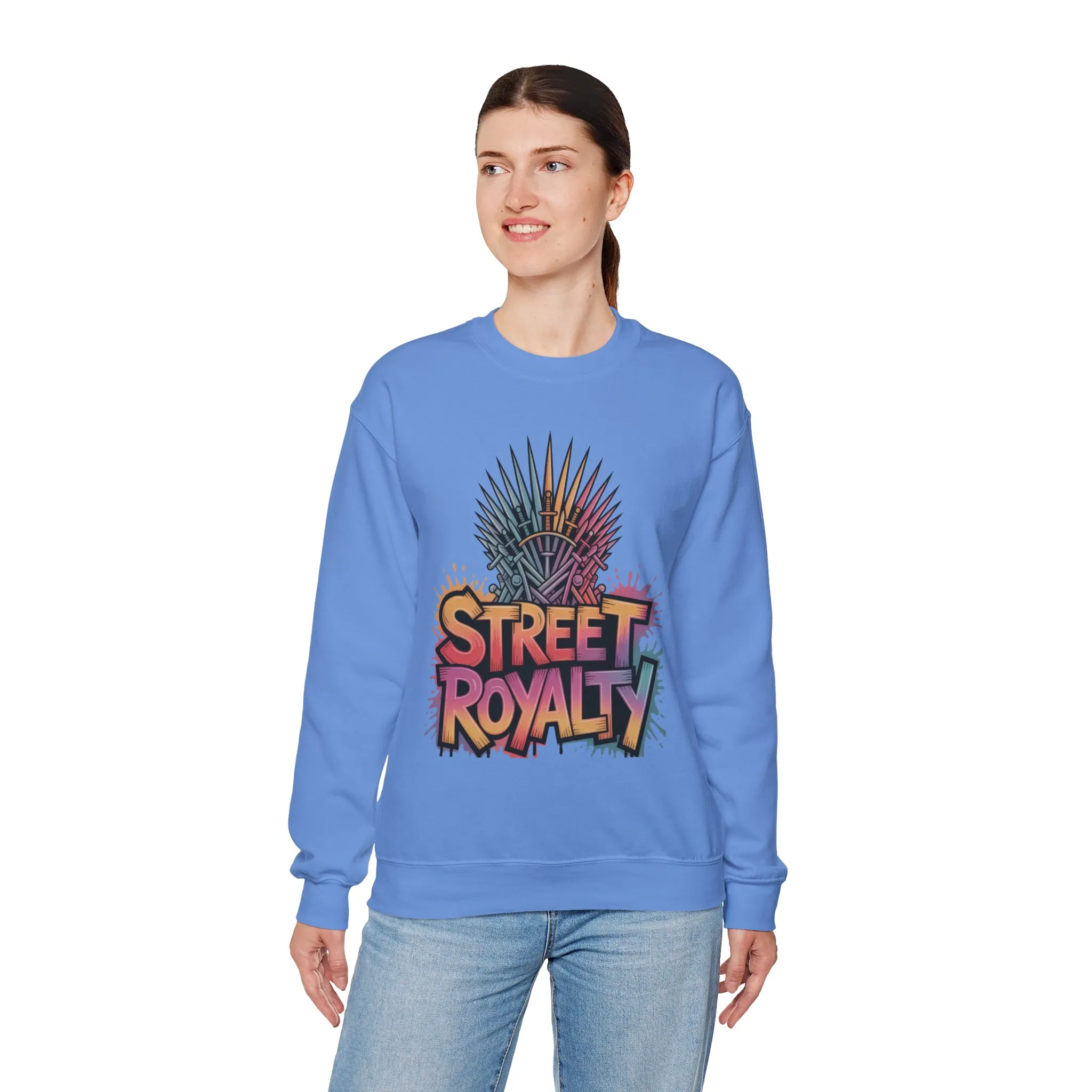 Street Royalty Women's Crewneck Sweatshirt, Graffiti Crown Graphic Pullover, Urban Streetwear Top - Image 11