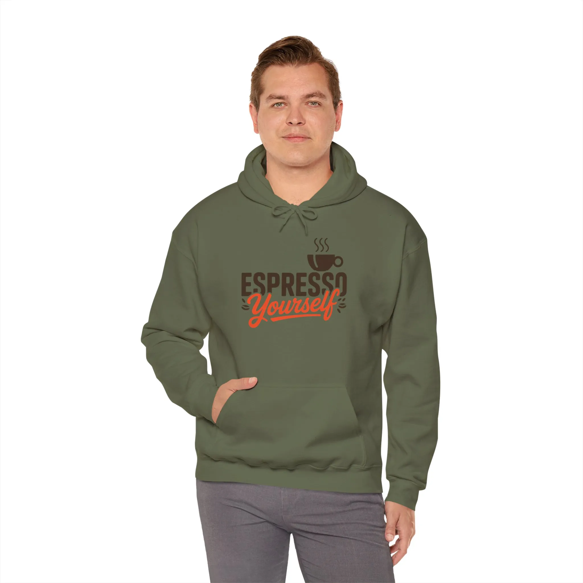 Mens Heavy Blend™ Hooded Sweatshirt, Espresso Yourself Mens Hoodie, Coffee Lover Funny Graphic Pullover - Image 16