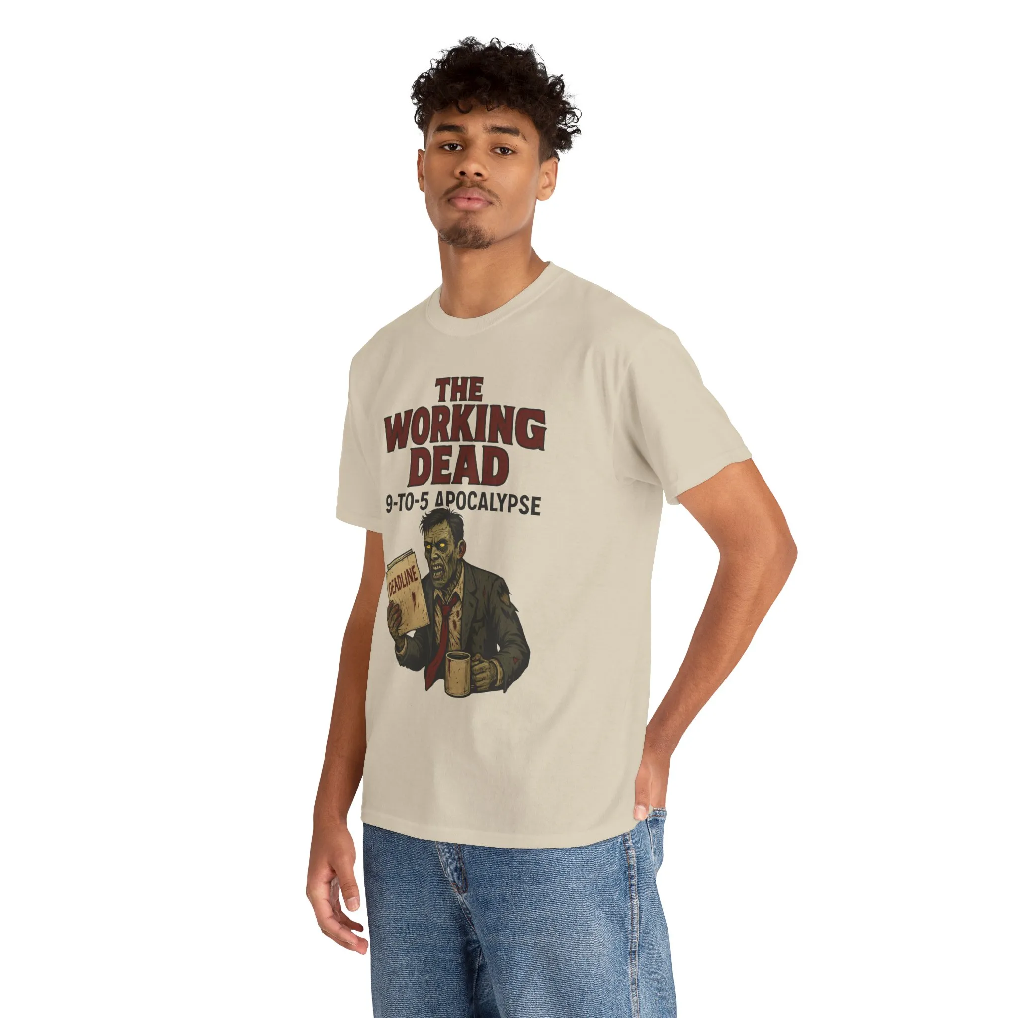 The Working Dead 9-to-5 Apocalypse Men's T-Shirt, Funny Horror Office Zombie Tee, Halloween Zombie Top, Work Humor Sweatshirt - Image 5