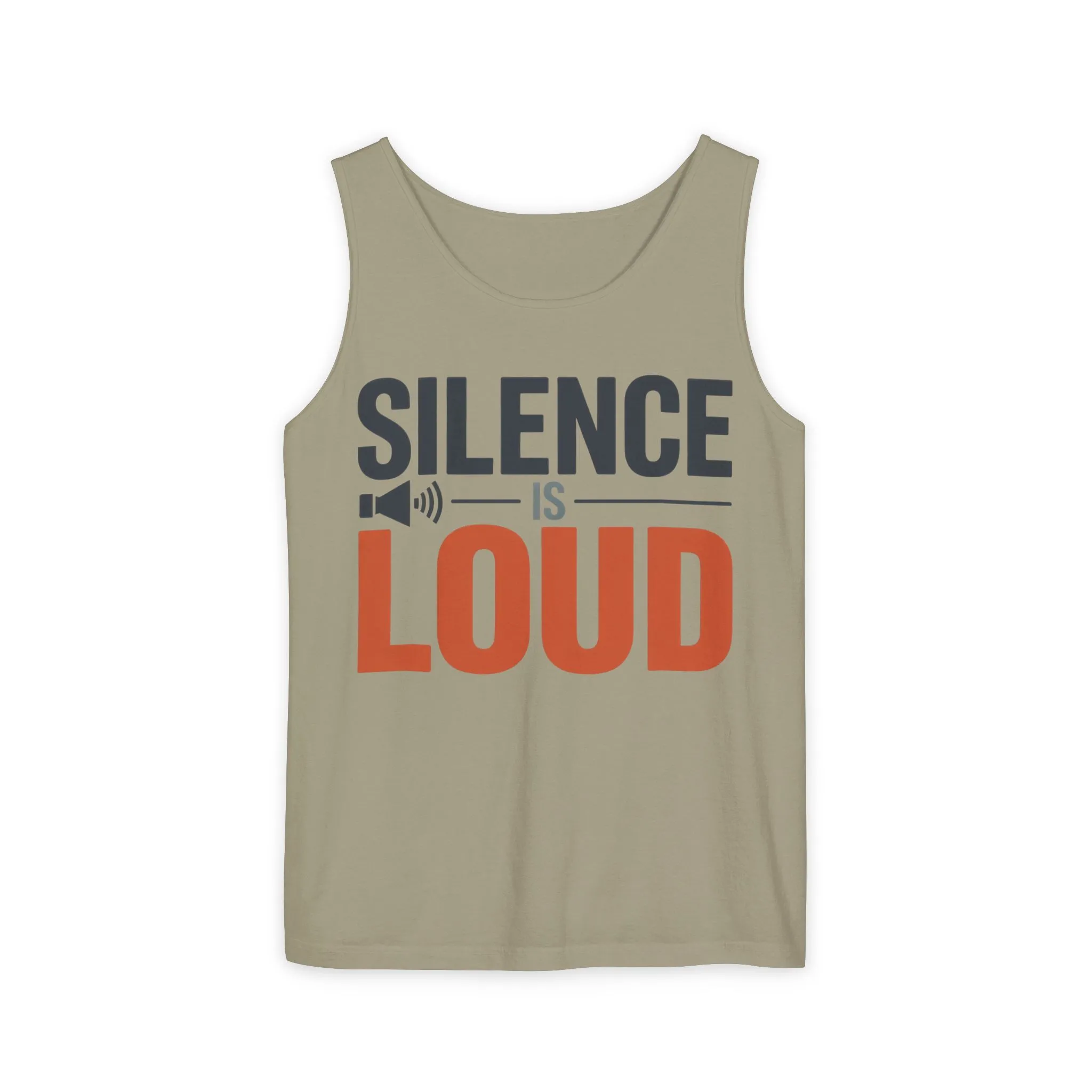 Mens Garment-Dyed Tank Top, Silence Is Loud Motivational Mens Tank Top - Image 5