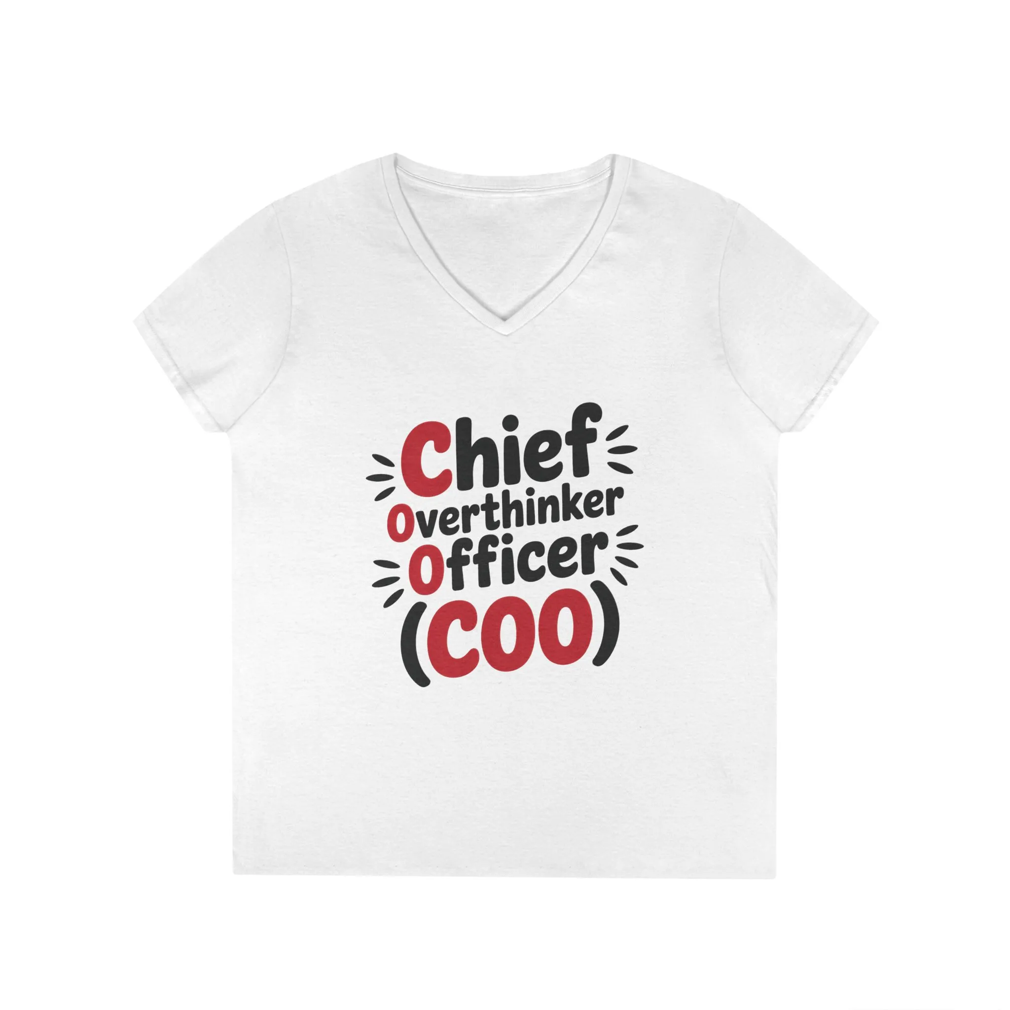 Ladies' V-Neck T-Shirt, Women's COO T-Shirt, Chief Overthinker Officer Funny Graphic Tee, Sarcastic Work Shirt - Image 4