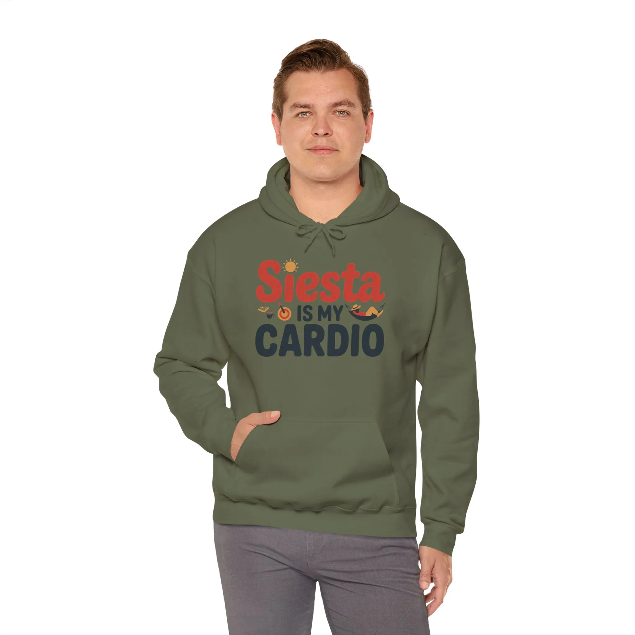 Mens Heavy Blend™ Hooded Sweatshirt, Siesta Is My Cardio Funny Mens Hoodie Spain Humor Gift - Image 16