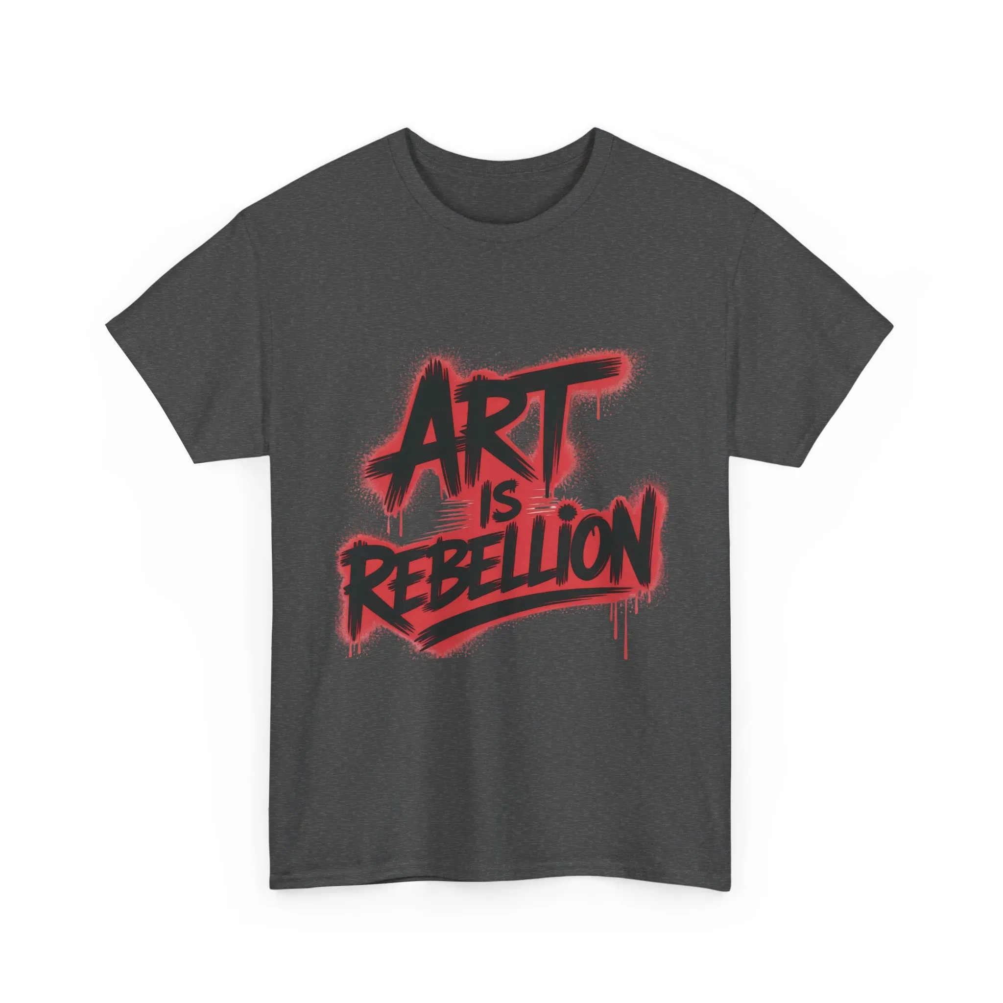 Men's Heavy Cotton Tee, Art Is Rebellion Men's T-Shirt, Graffiti Street Art Graphic Tee, Urban Skate Punk Style Shirt - Image 7