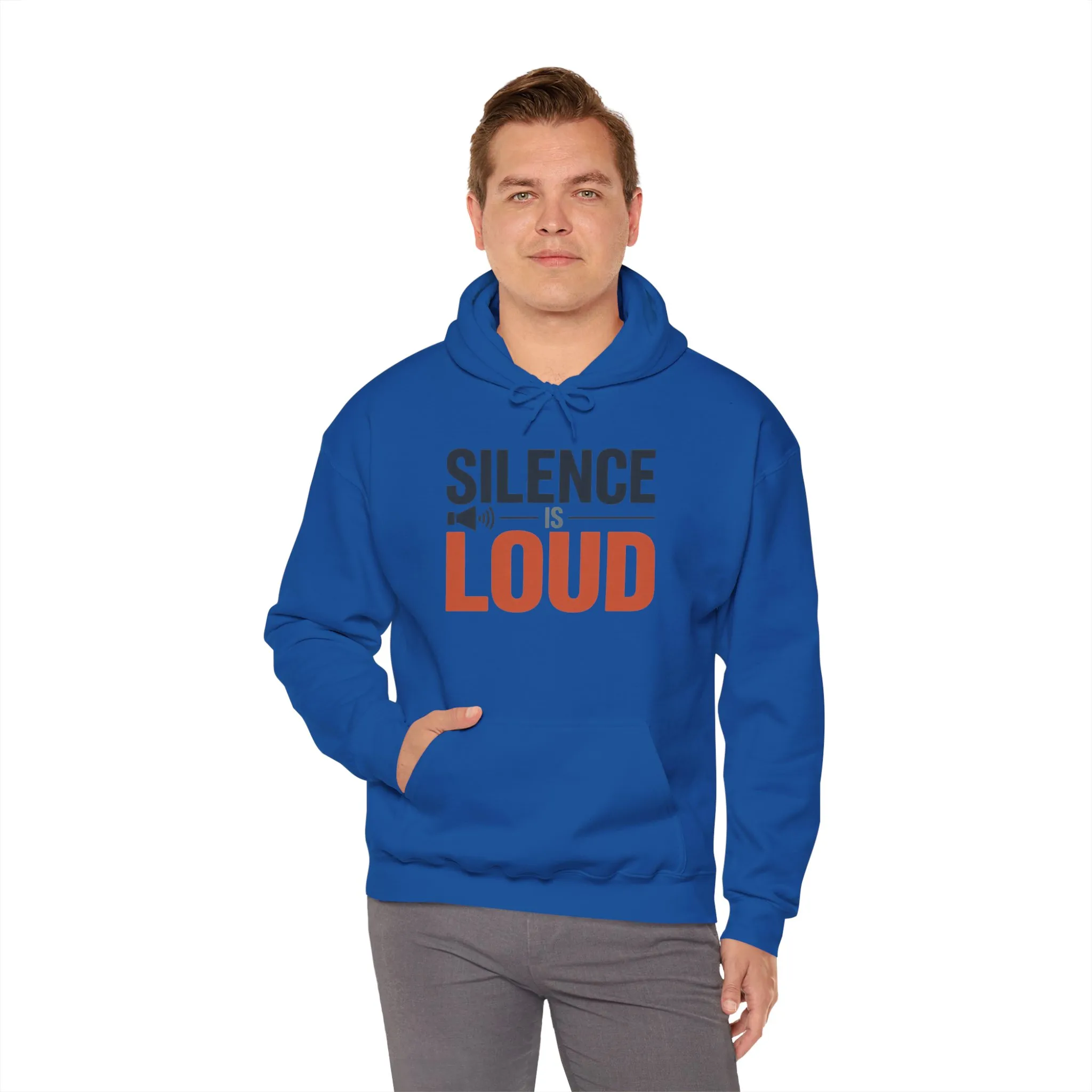Mens Heavy Blend™ Hooded Sweatshirt, Silence Is Loud Graphic Motivational Mens Hoodie - Image 32