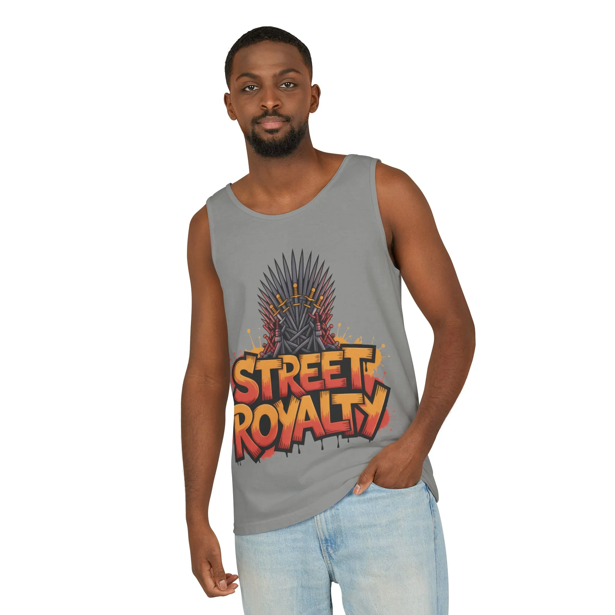 Street Royalty Men's Tank Top, Graffiti Crown Graphic Muscle Shirt, Urban Streetwear Sleeveless Skate Style - Image 15