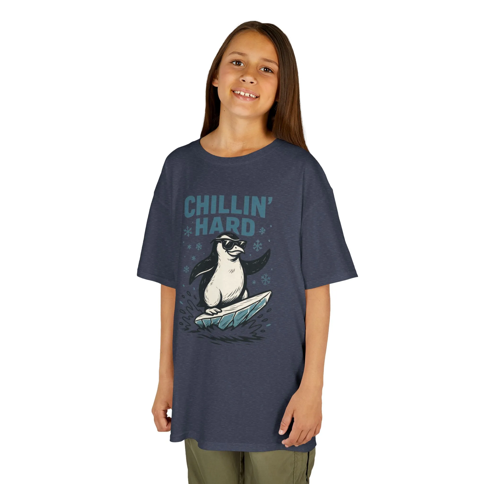 Kids Heavy Cotton™ Tee, Kids Chillin Hard Penguin T-Shirt, Funny Cool Animal Graphic Tee for Children - Image 21