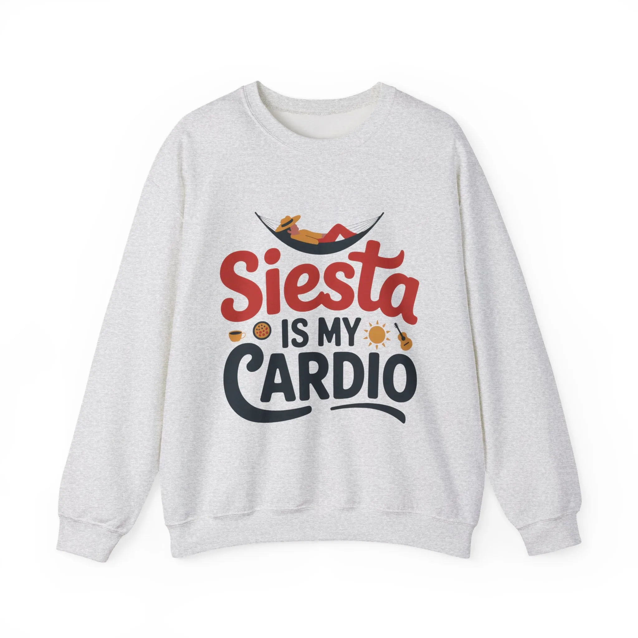 Mens Heavy Blend™ Crewneck Sweatshirt, Siesta Is My Cardio Funny Mens Sweatshirt Spain Gift - Image 2