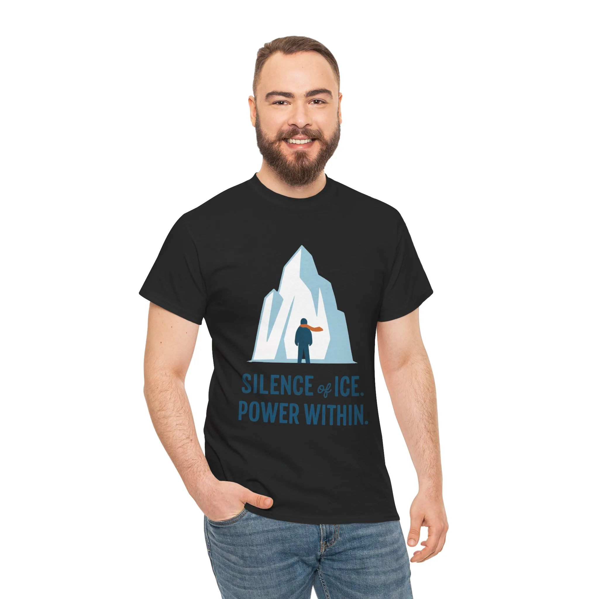 Silence of Ice Power Within Mens T-Shirt, Minimalist Nordic Iceberg Graphic Tee - Image 8