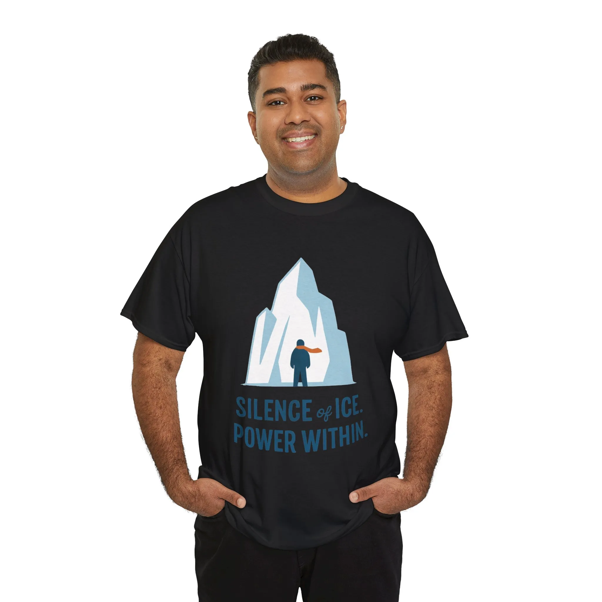 Silence of Ice Power Within Mens T-Shirt, Minimalist Nordic Iceberg Graphic Tee - Image 9