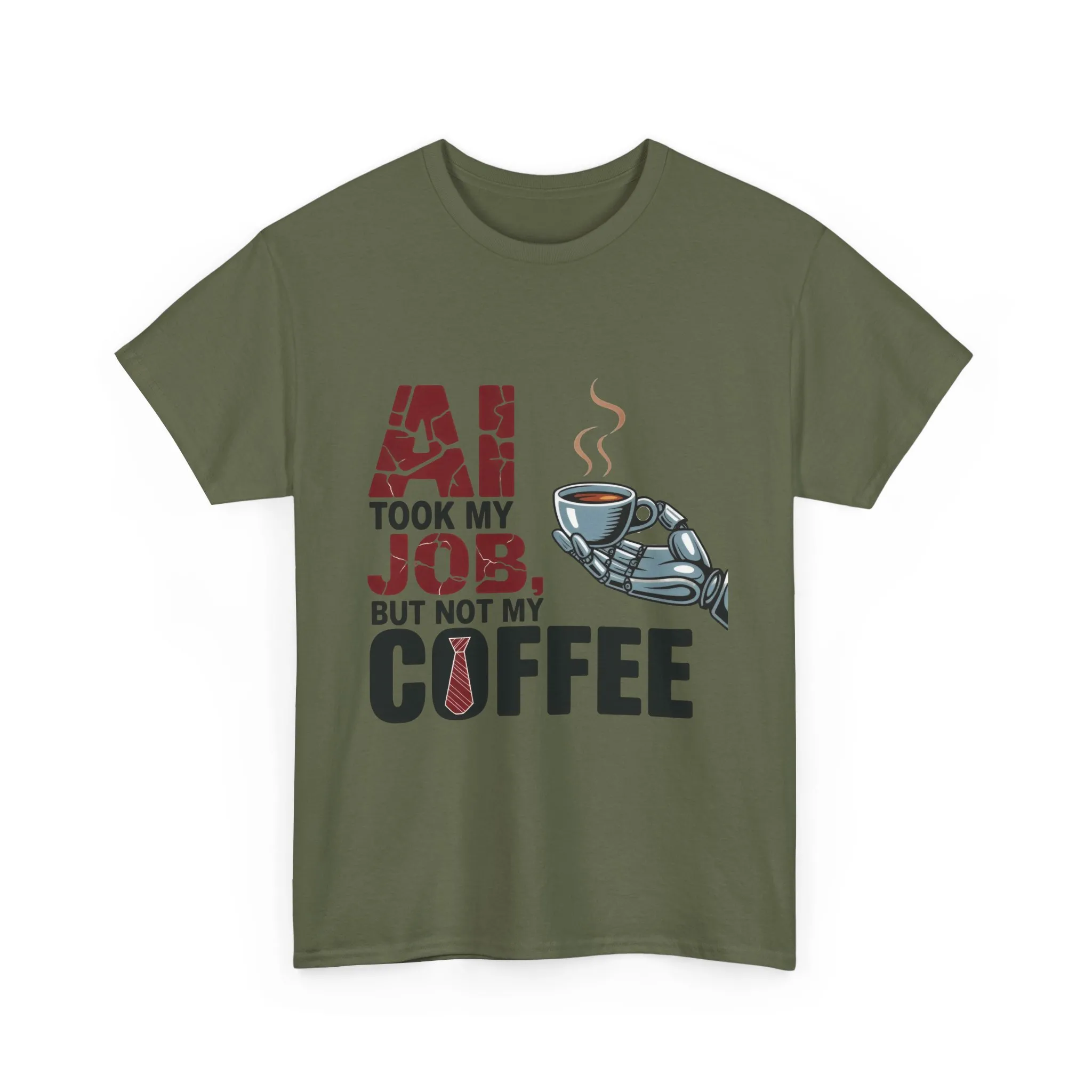 Men's AI Coffee T-Shirt, Funny Robot Humor Graphic Tee, Geek Job Joke Shirt for Him, Men's Heavy Cotton Tee, Sarcastic Work Shirt - Image 13