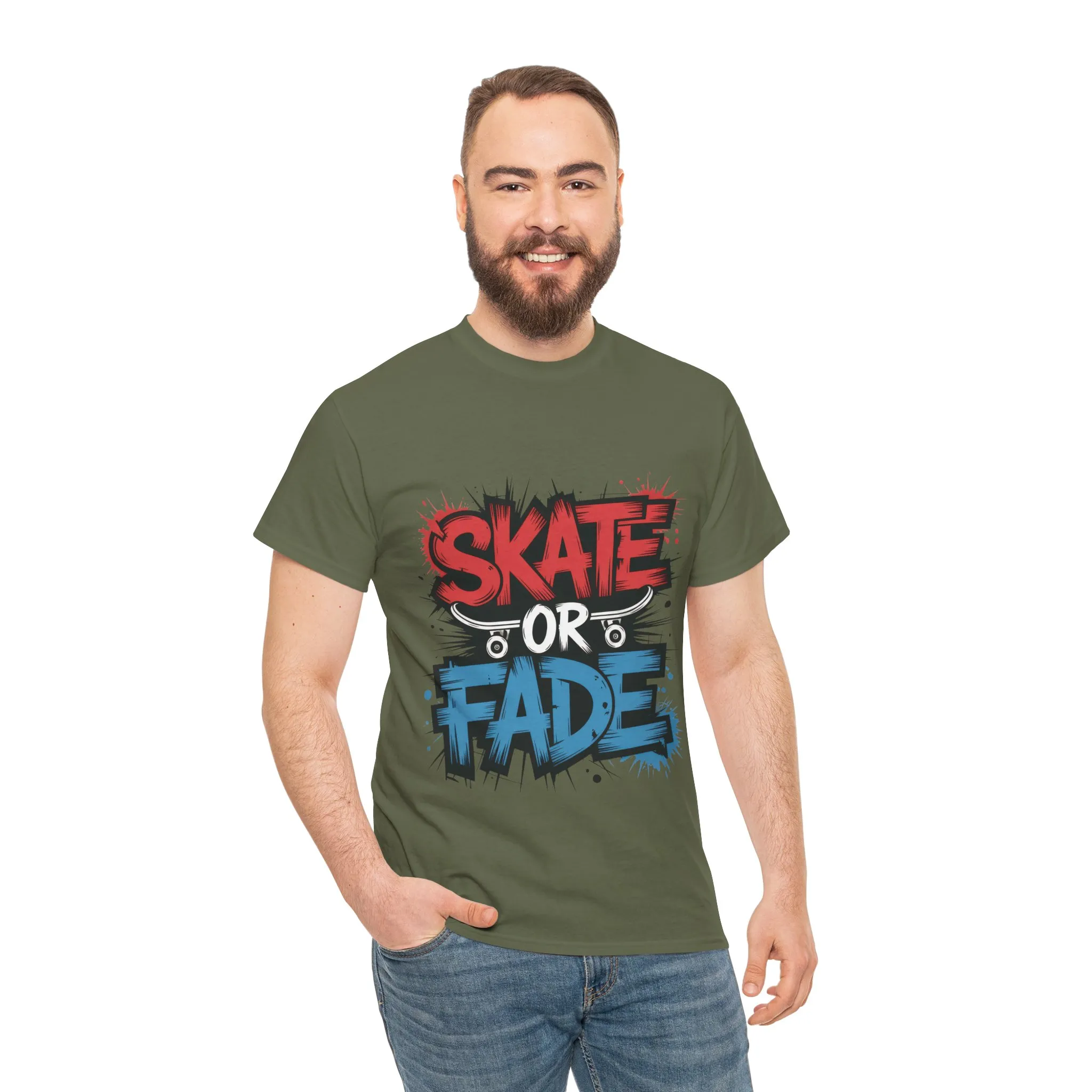 Skate Or Fade Men's T-Shirt, Graffiti Skateboarding Graphic Tee, Urban Streetwear Skater Top - Image 14