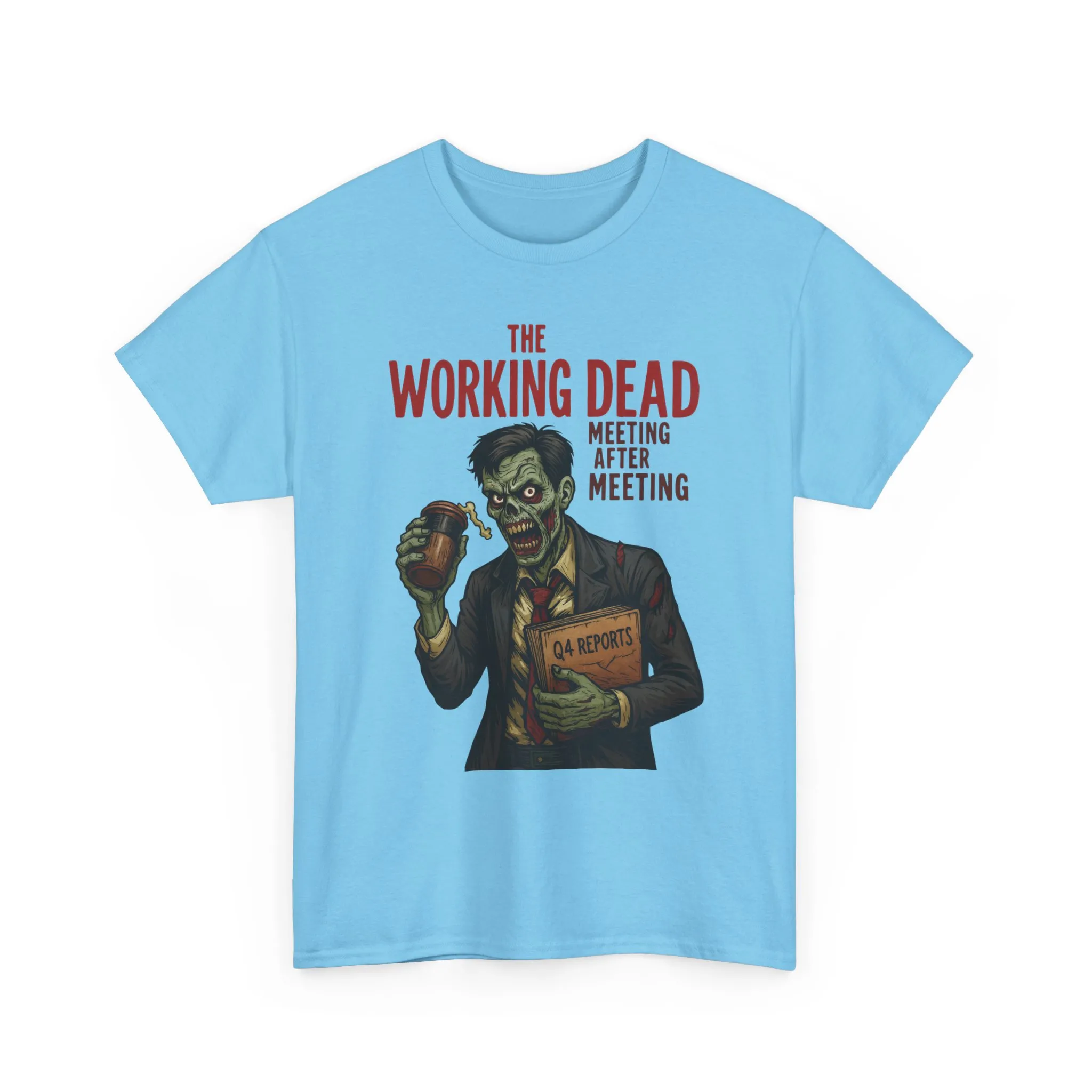 The Working Dead Men's Funny Zombie Work T-Shirt, Office Humor Tee, Meeting Joke Shirt, Halloween Office Tee - Image 24