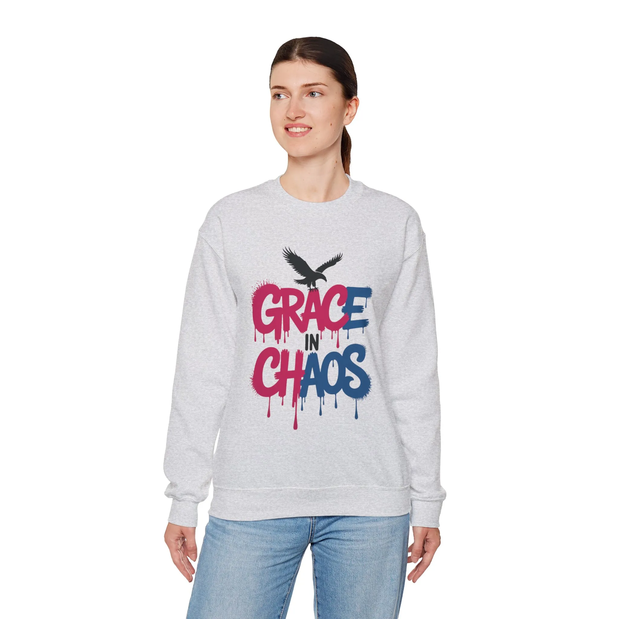 Women's Sweatshirt Grace in Chaos, Graffiti Dripping Street Art Pullover, Bold Urban Graphic - Image 6