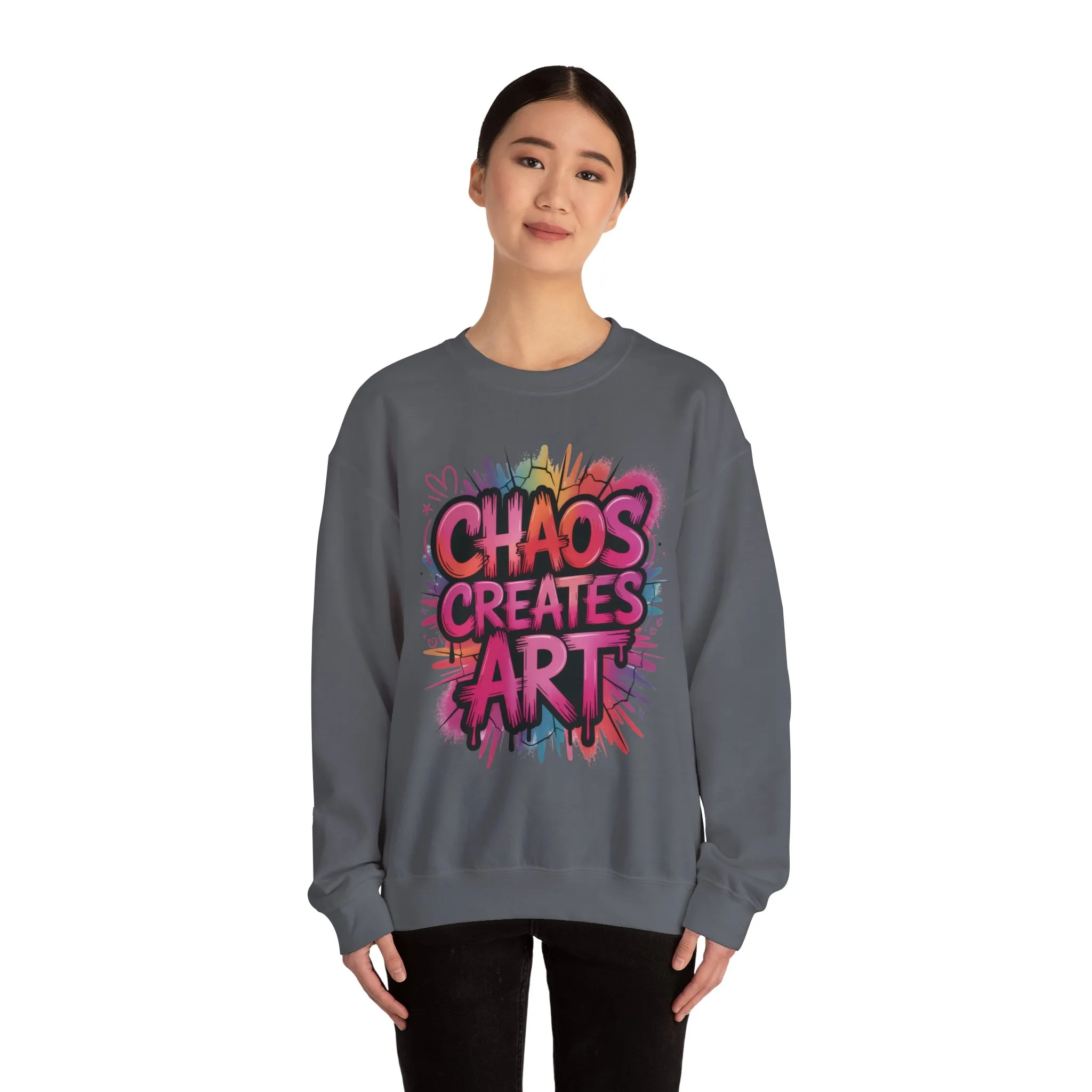 Women's Heavy Blend™ Crewneck Sweatshirt, Chaos Creates Art Graffiti Sweatshirt Women's Oversized - Image 14
