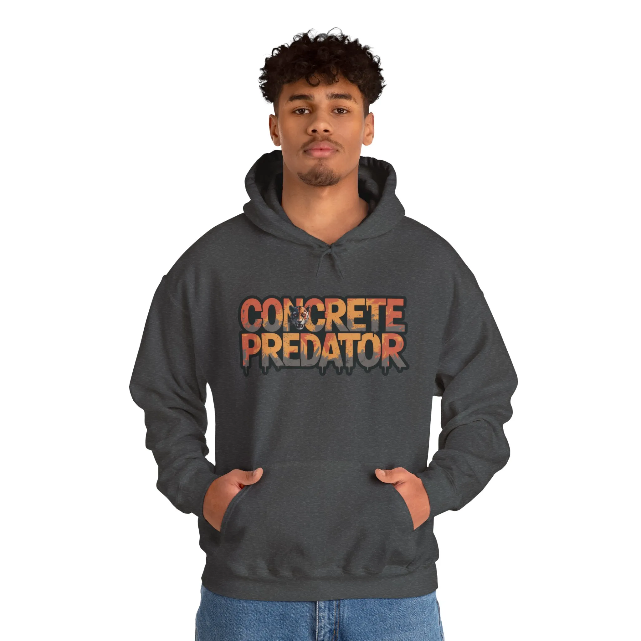 Mens Heavy Blend™ Hooded Sweatshirt, Concrete Predator Panther Hoodie Mens Urban Streetwear
