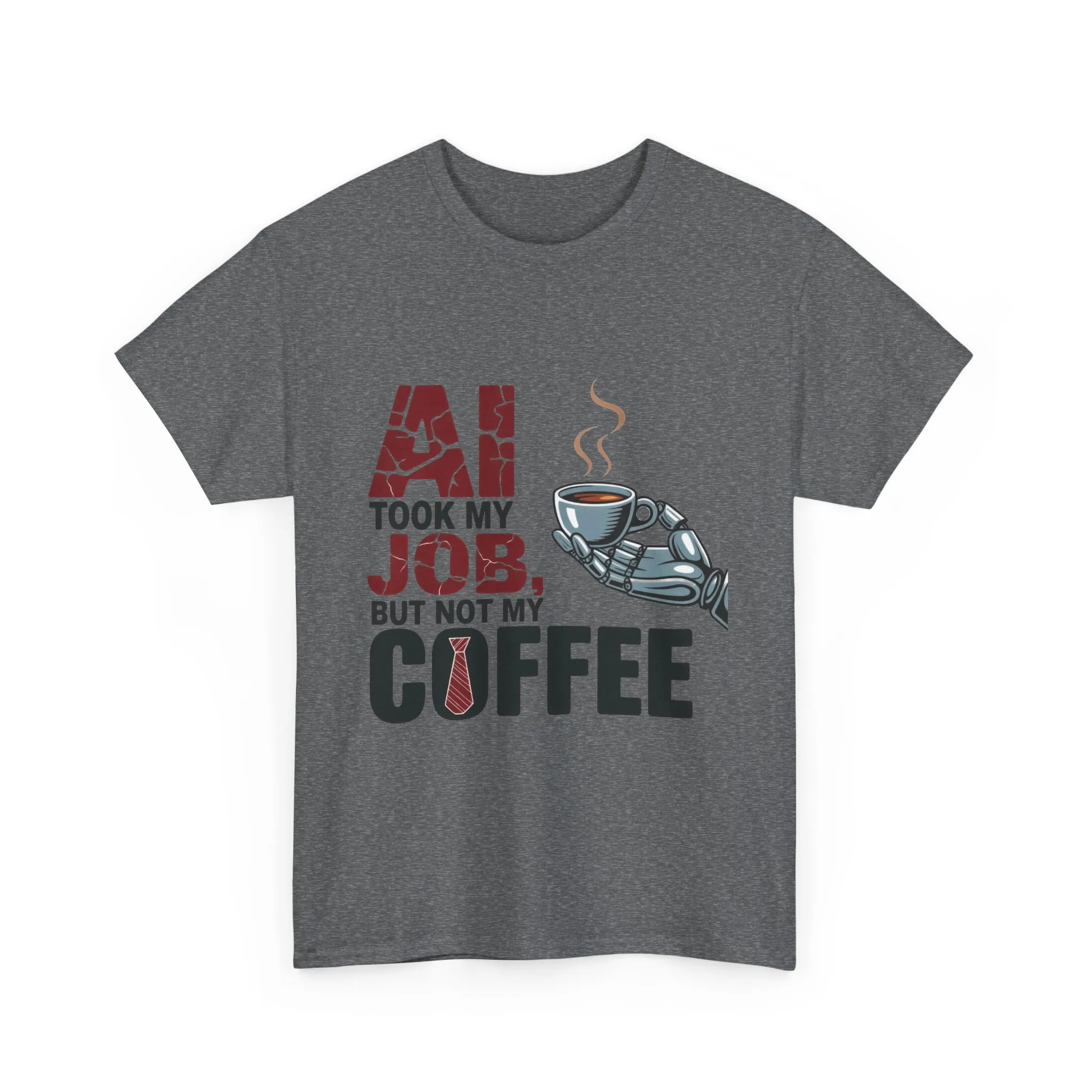 Men's AI Coffee T-Shirt, Funny Robot Humor Graphic Tee, Geek Job Joke Shirt for Him, Men's Heavy Cotton Tee, Sarcastic Work Shirt - Image 16