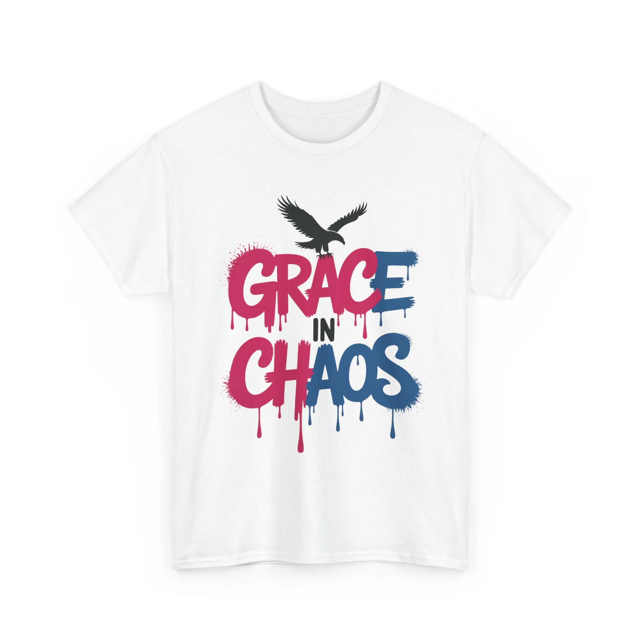 Women's Graffiti T-Shirt, Grace in Chaos Dripping Street Art Tee, Bold Urban Graphic Shirt - Image 2