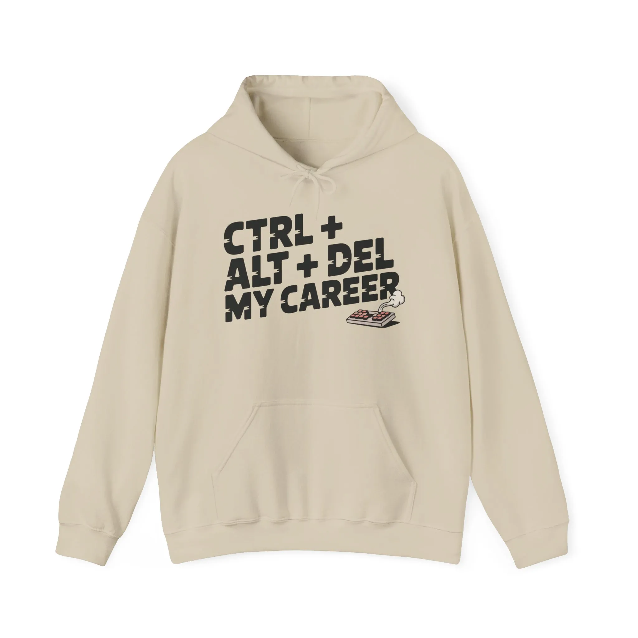 Men's Ctrl Alt Del My Career Hoodie, Funny Geek Workwear, Sarcastic Office Humor Pullover - Image 5