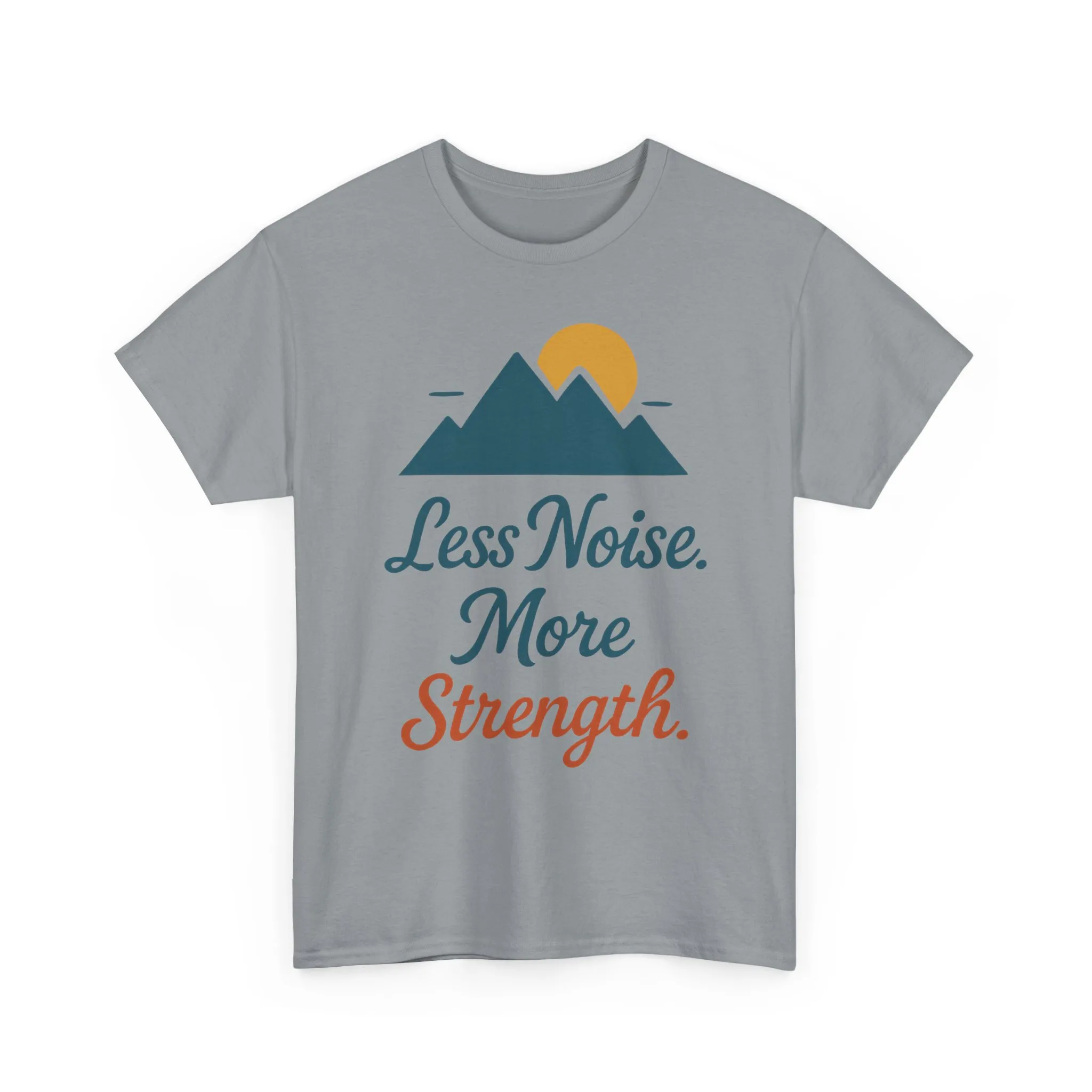 Mens Less Noise More Strength Mountain T-Shirt, Motivational Gym Hiking Tee - Image 16