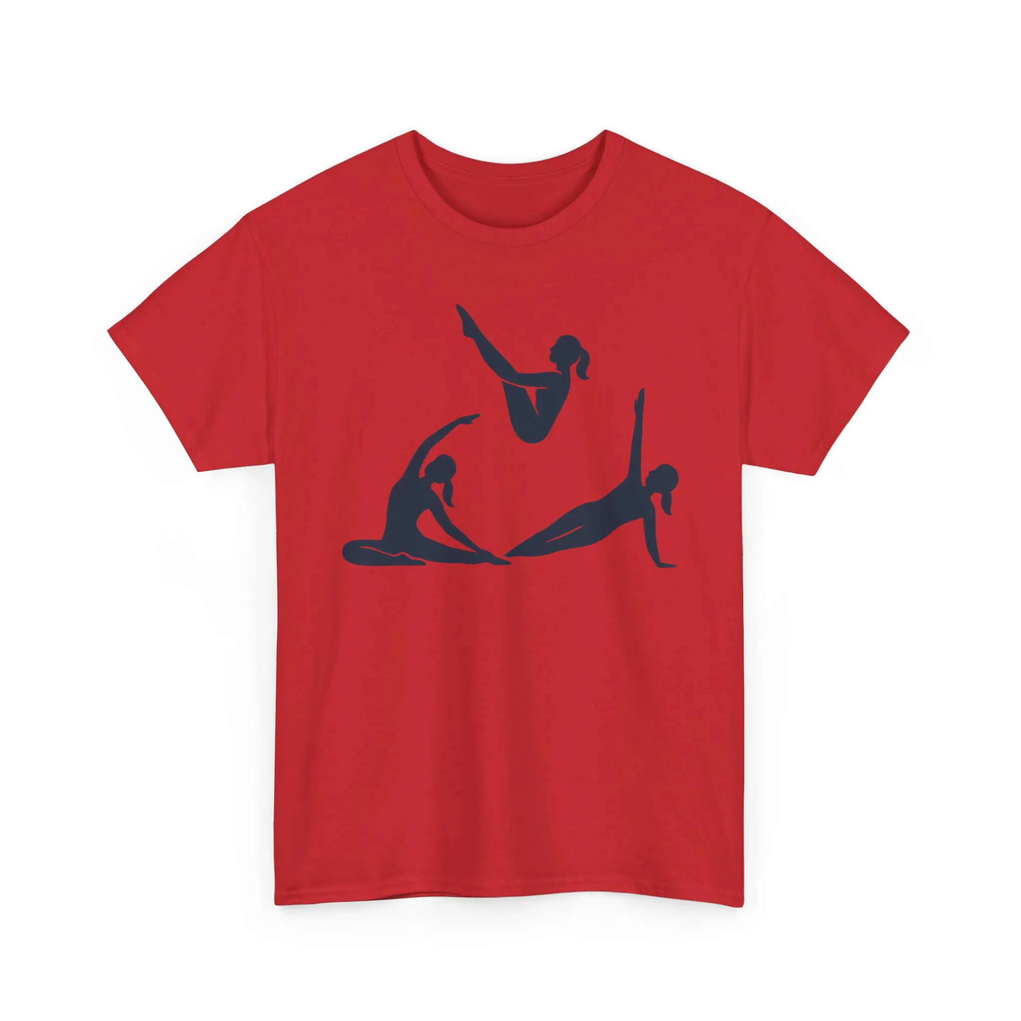 Womens Heavy Cotton Tee, Womens Pilates Graphic T-Shirt, Yoga Fitness Tee, Workout Top with Silhouette Print - Image 25