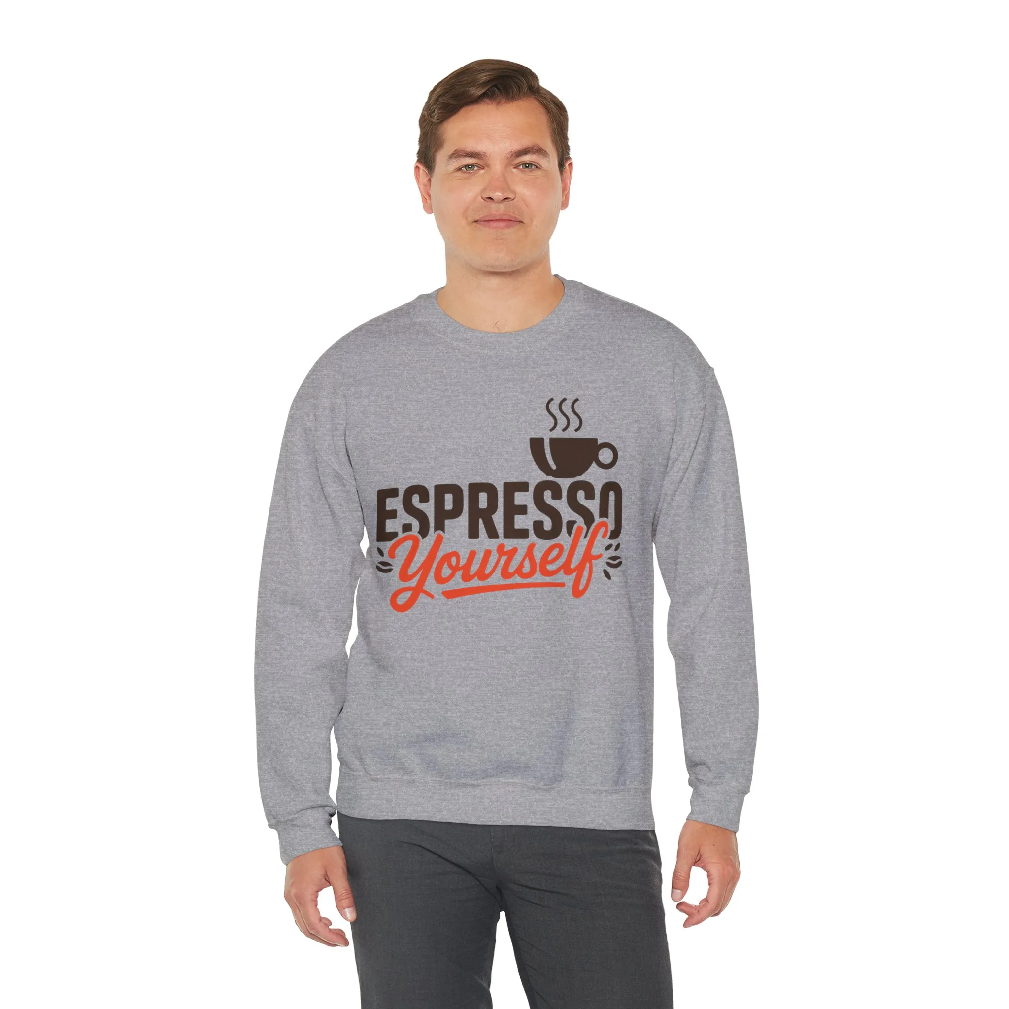 Mens Heavy Blend™ Crewneck Sweatshirt, Espresso Yourself Sweatshirt, Funny Coffee Lover Mens Crewneck, Cafe Lover Gift - Image 9