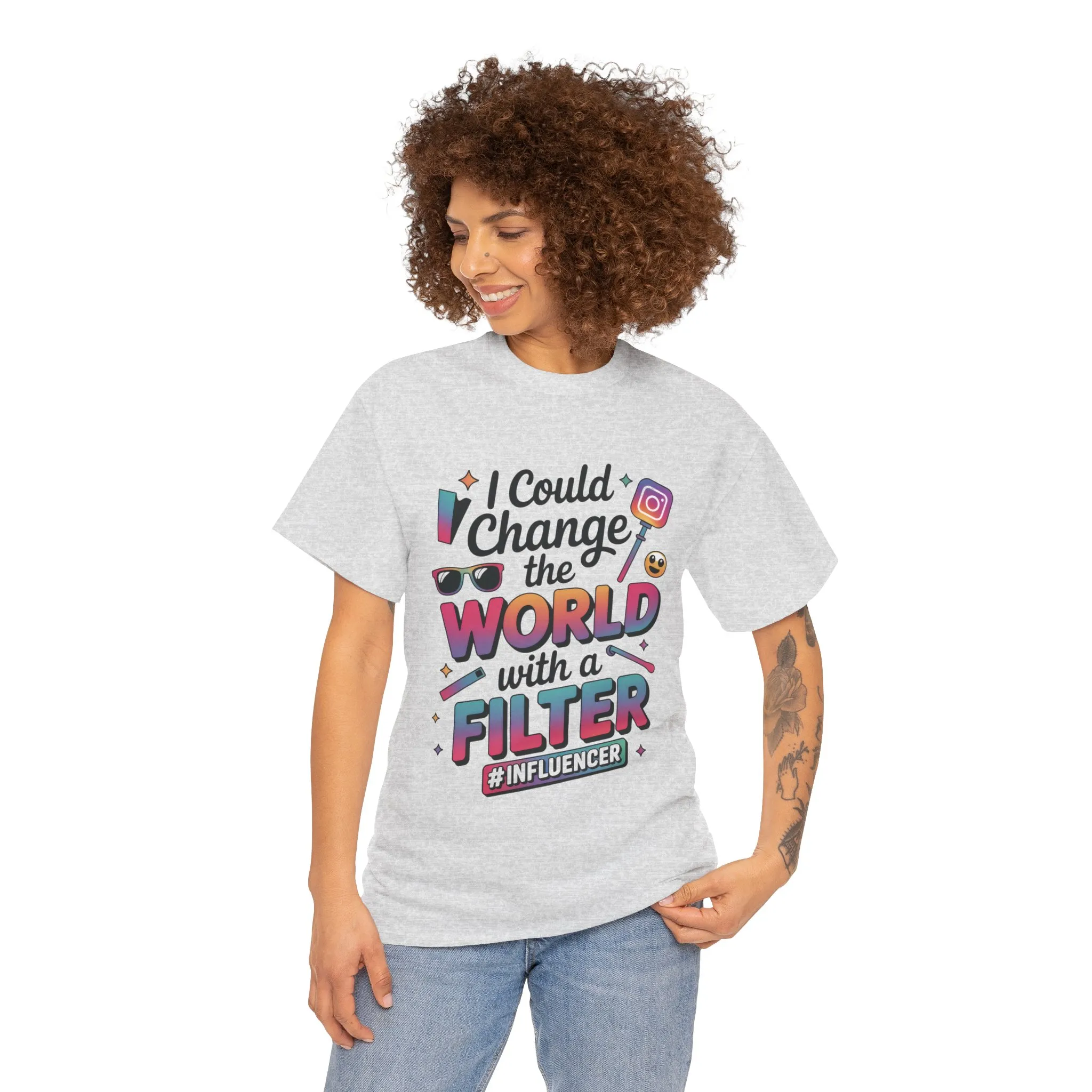 Womens Heavy Cotton Tee, Womens Influencer T-Shirt, Funny Social Media Graphic Tee, Cute Trendy Top - Image 8