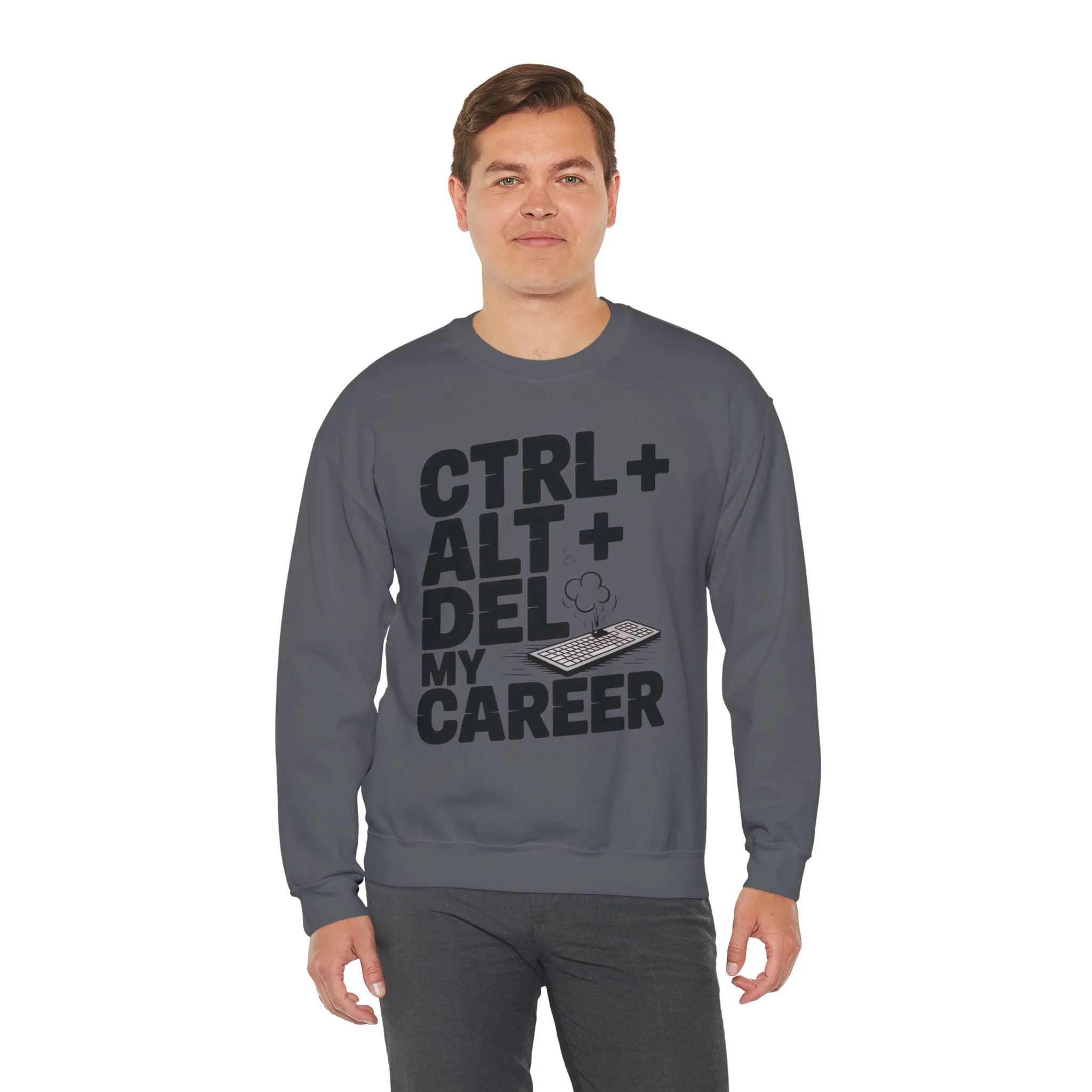 Ctrl Alt Del My Career Sweatshirt, Sarcastic Workwear Graphic Pullover, Funny Office Top, Men's Heavy Blend™ Crewneck Sweatshirt - Image 24