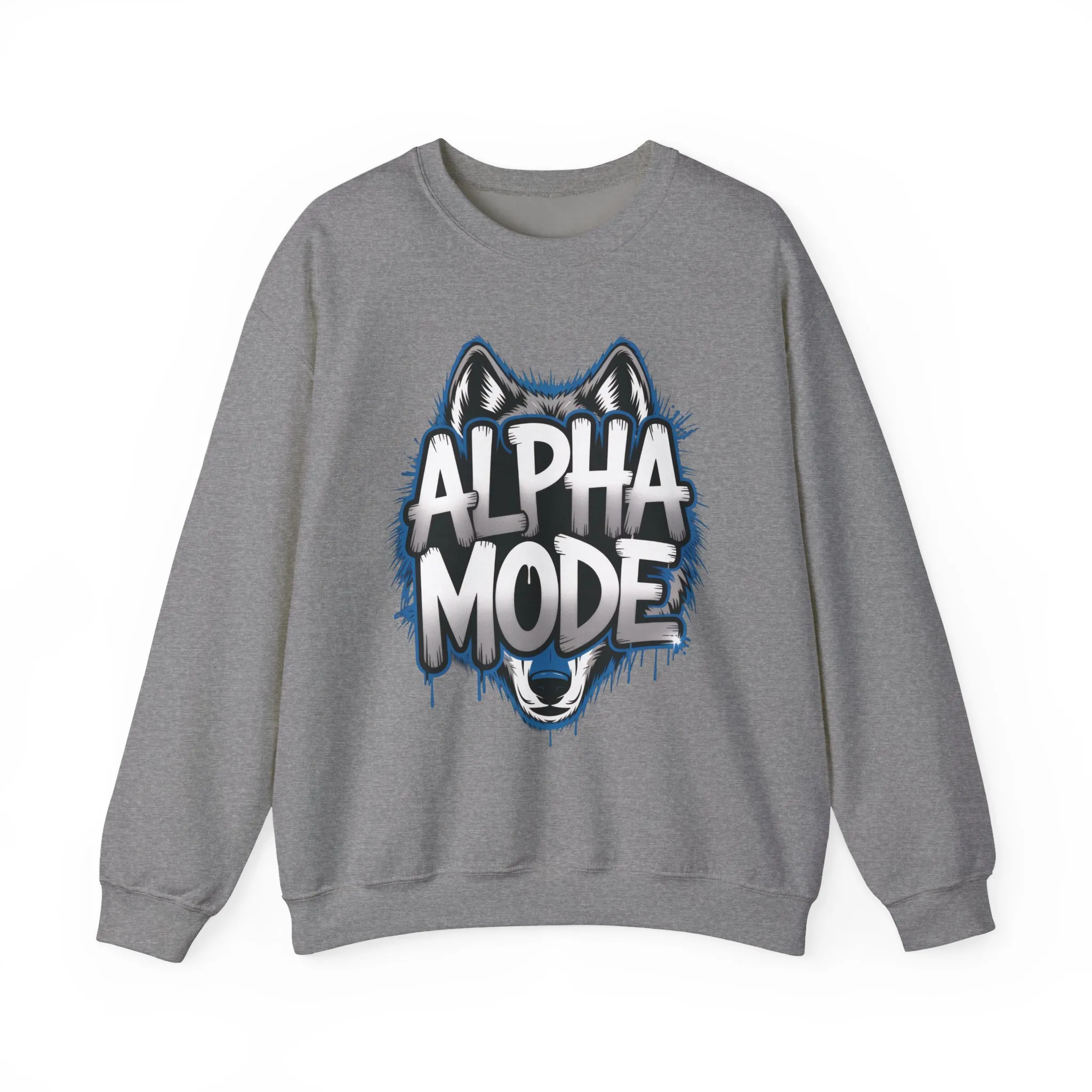 Mens Heavy Blend™ Crewneck Sweatshirt, Alpha Mode Mens Wolf Graphic Crewneck Sweatshirt - Image 10