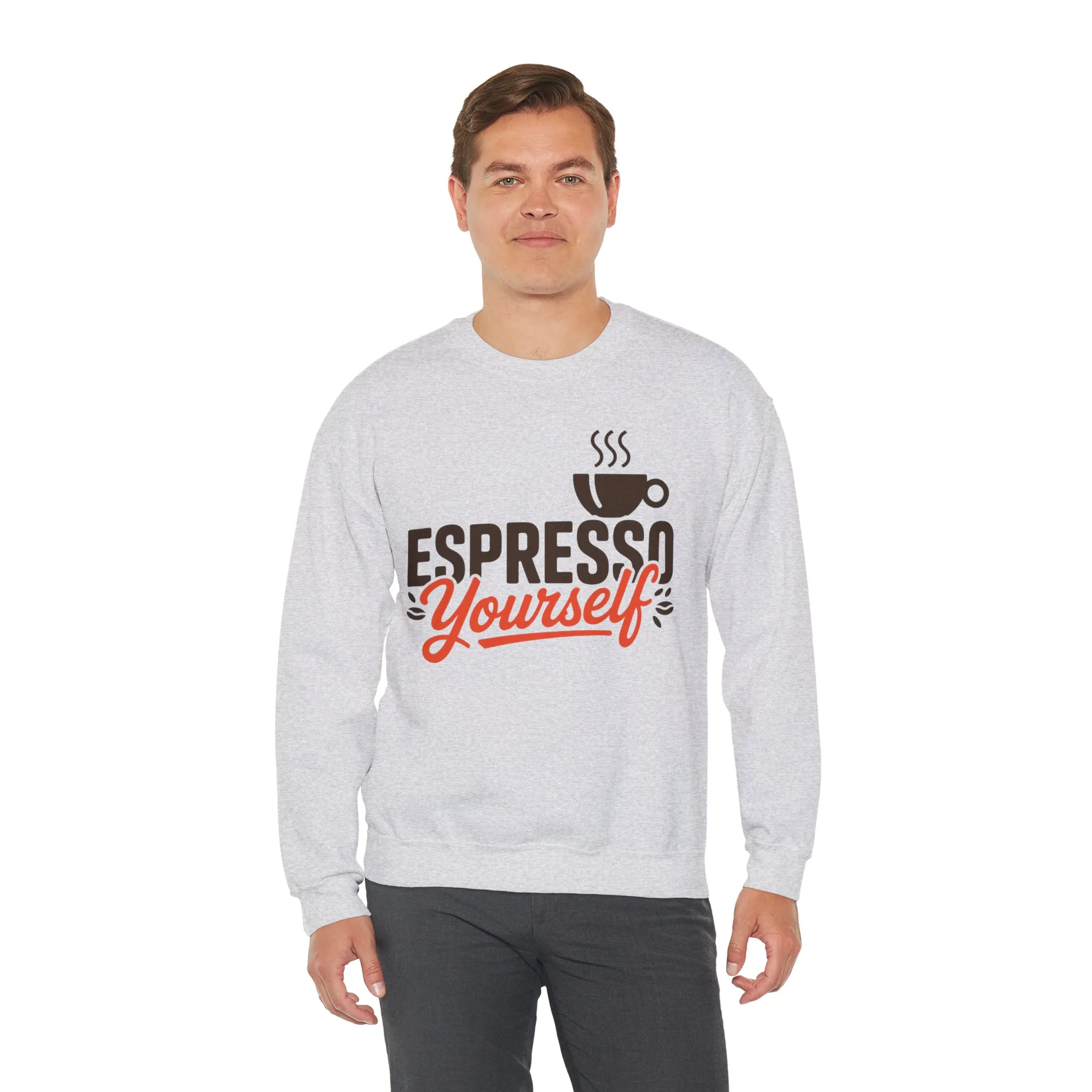 Mens Heavy Blend™ Crewneck Sweatshirt, Espresso Yourself Sweatshirt, Funny Coffee Lover Mens Crewneck, Cafe Lover Gift - Image 6