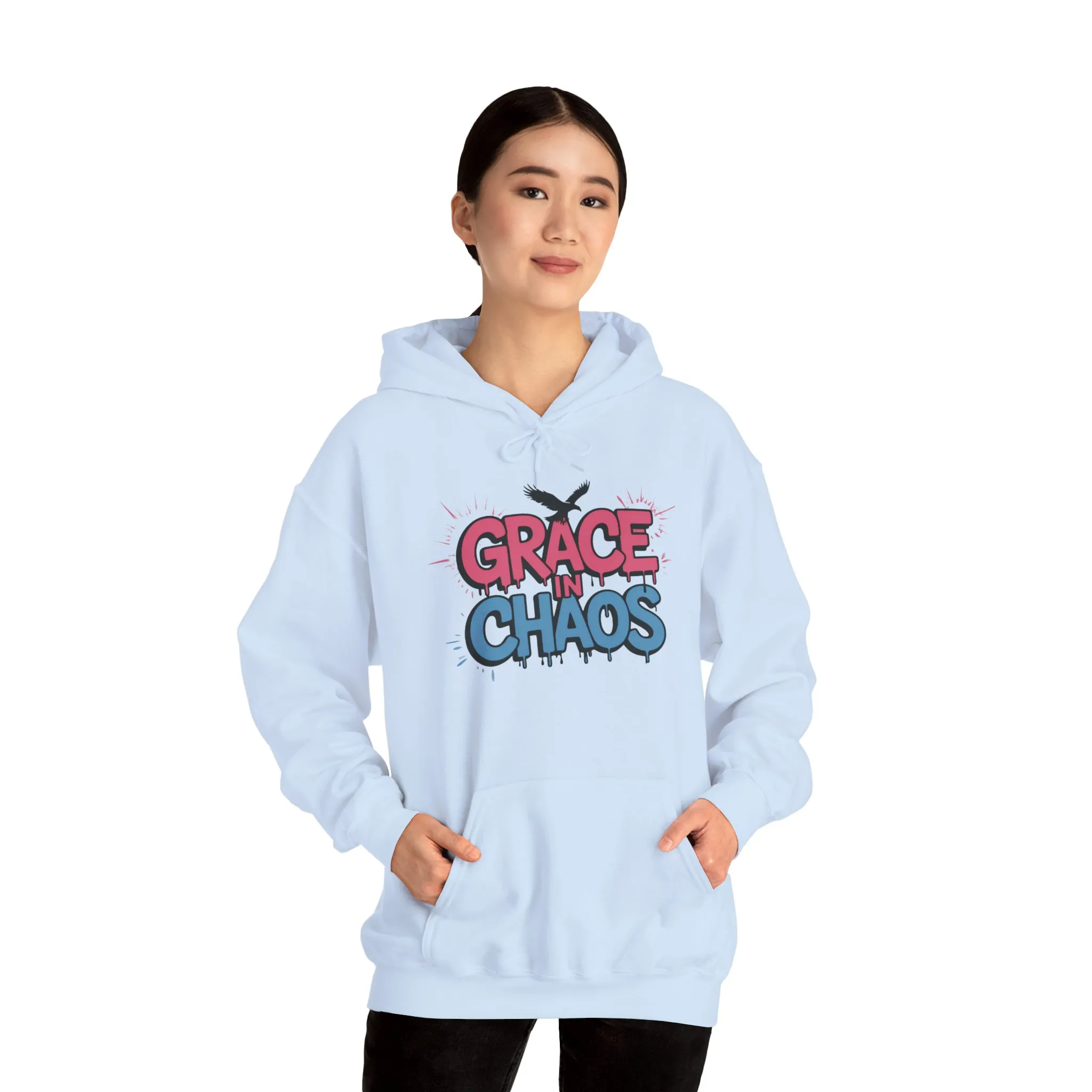 Women's Hoodie Grace in Chaos, Graffiti Dripping Street Art Urban Hoodie, Bold Graphic Pullover