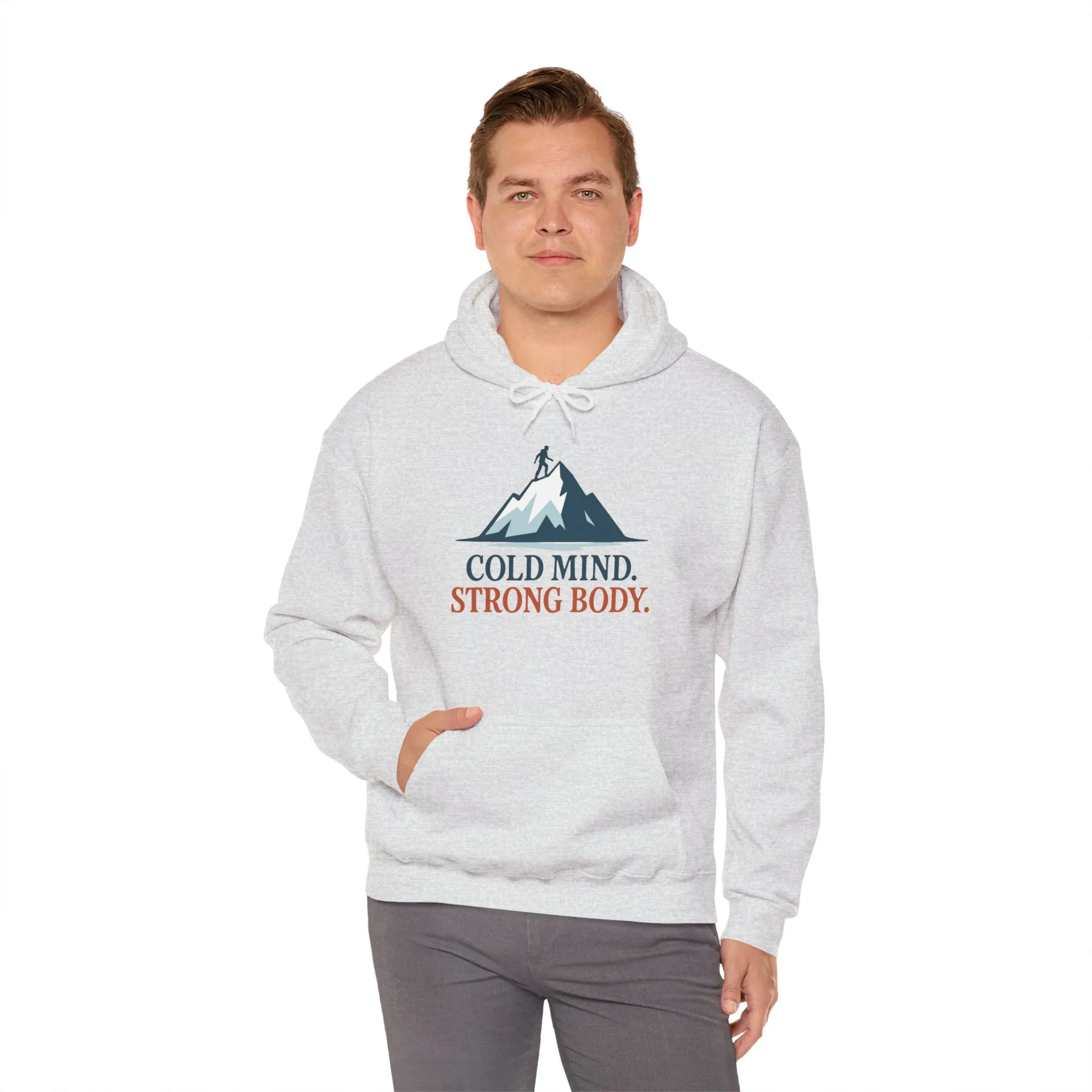 Mens Heavy Blend™ Hooded Sweatshirt, Cold Mind Strong Body Sweatshirt, Nordic Mountain Minimalist Pullover - Image 8