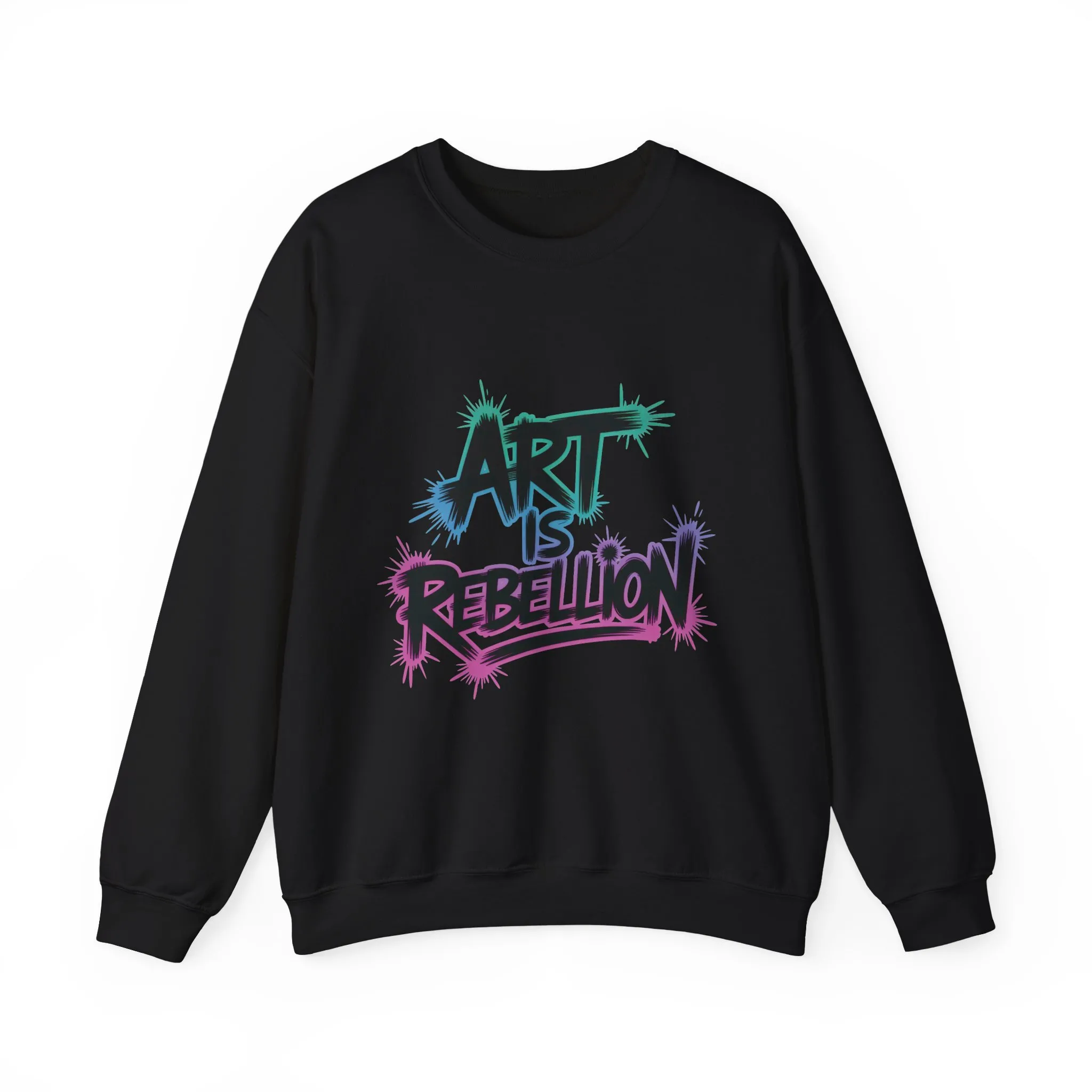 Art Is Rebellion Women's Sweatshirt, Graffiti Graphic Pullover, Bold Rebel Street Art Statement Top, Heavy Blend™ Crewneck Sweatshirt - Image 9