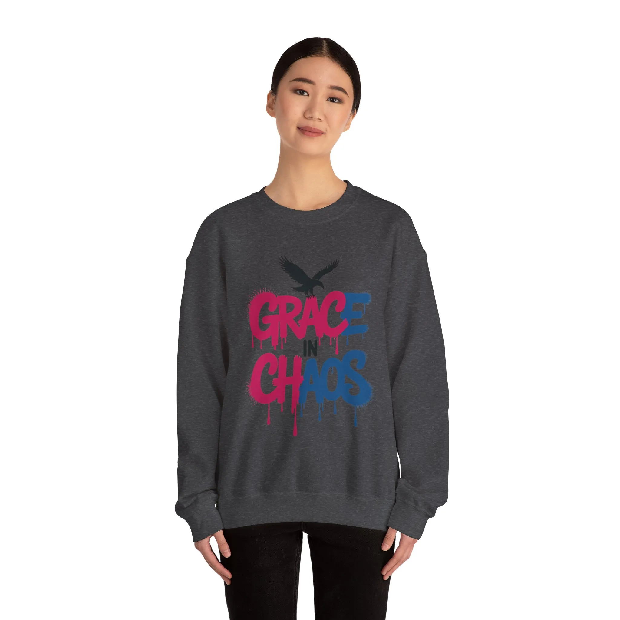 Women's Sweatshirt Grace in Chaos, Graffiti Dripping Street Art Pullover, Bold Urban Graphic - Image 8
