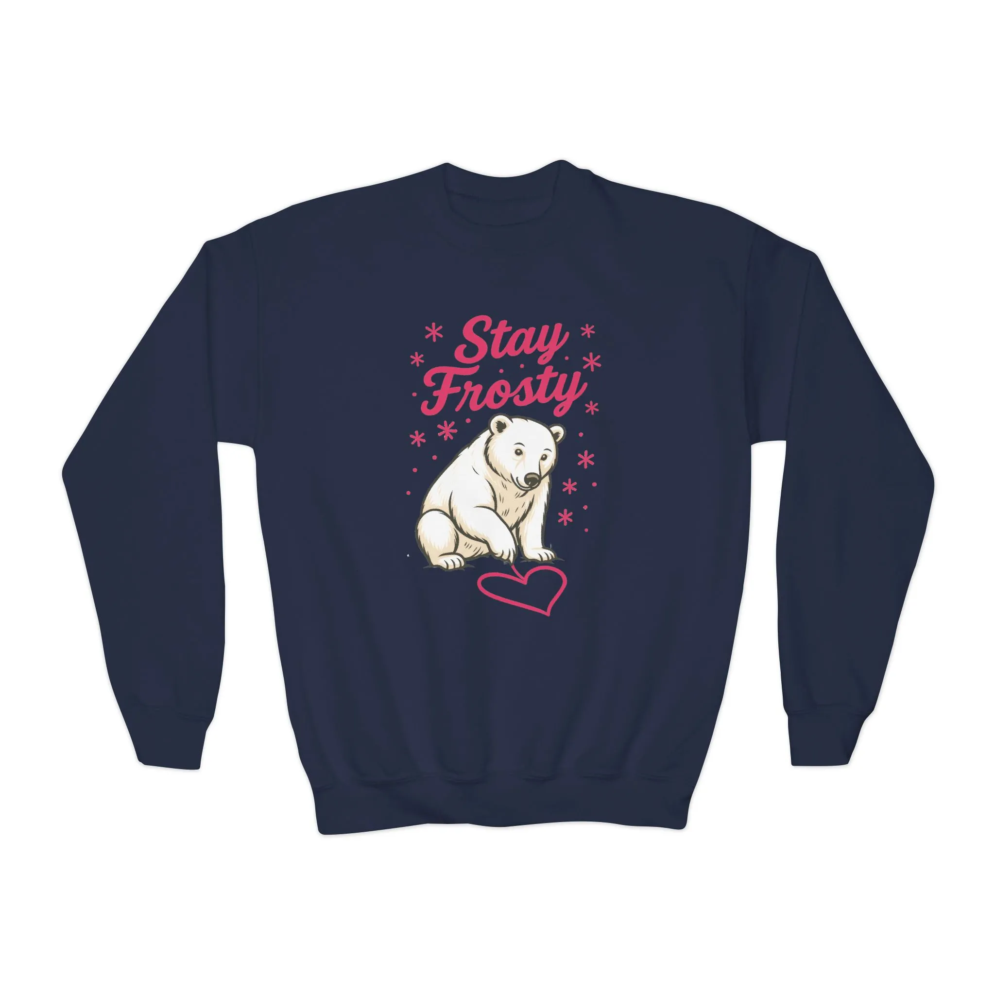 Youth Crewneck Sweatshirt, Kids Stay Frosty Polar Bear Sweatshirt, Cute Winter Animal Pullover for Children - Image 13