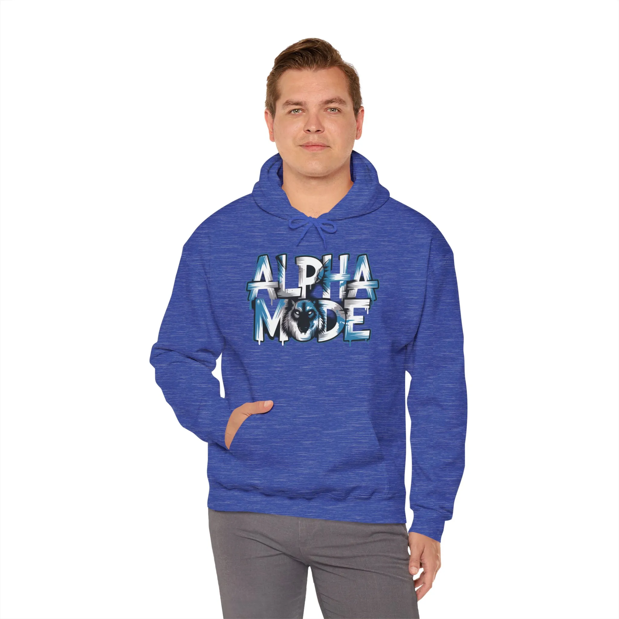 Mens Heavy Blend™ Hooded Sweatshirt, Alpha Mode Wolf Hoodie Mens Bold Streetwear - Image 40