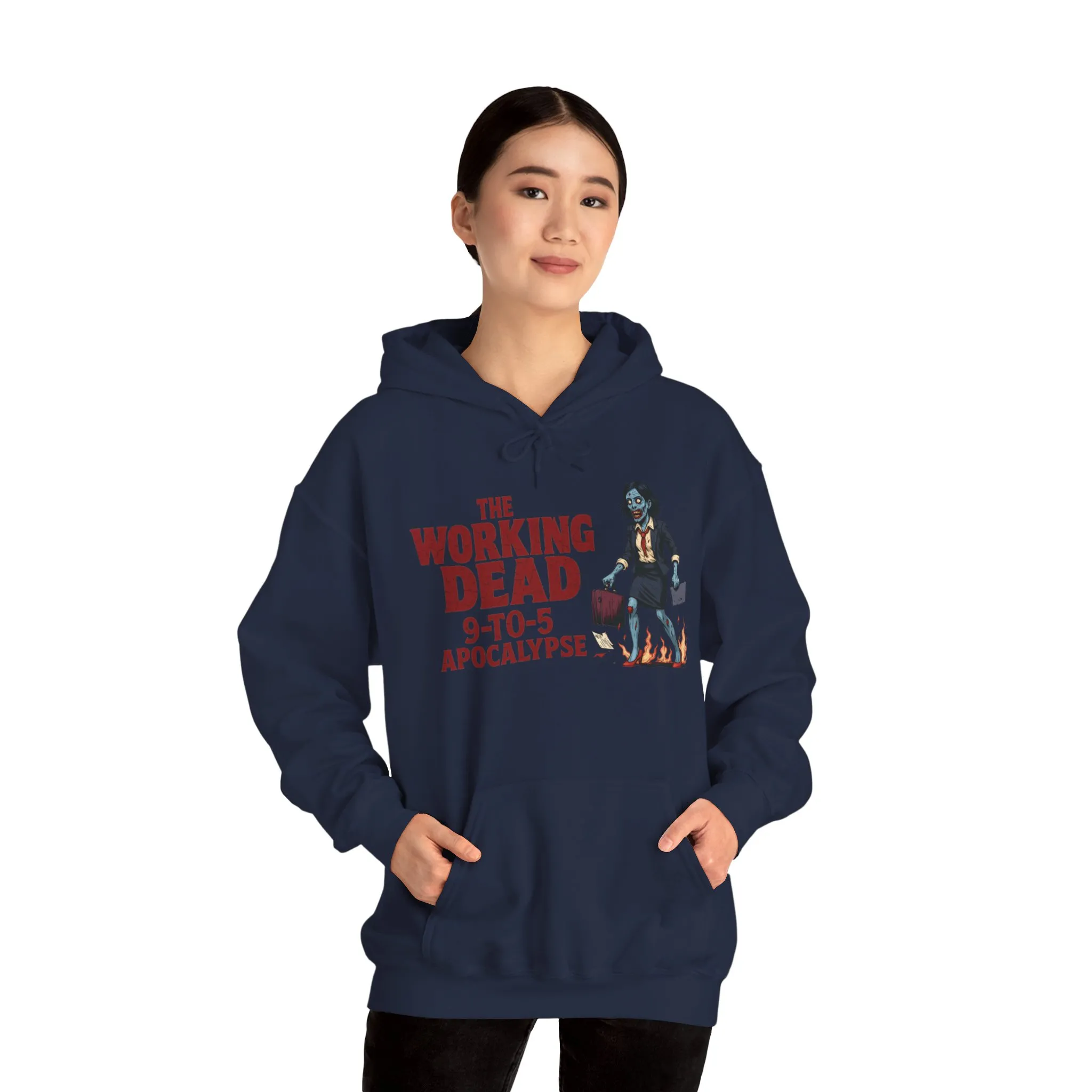 The Working Dead 9-to-5 Apocalypse Hoodie, Women's Horror Office Zombie Sweatshirt, Halloween Zombie Top, Halloween Work Top - Image 31