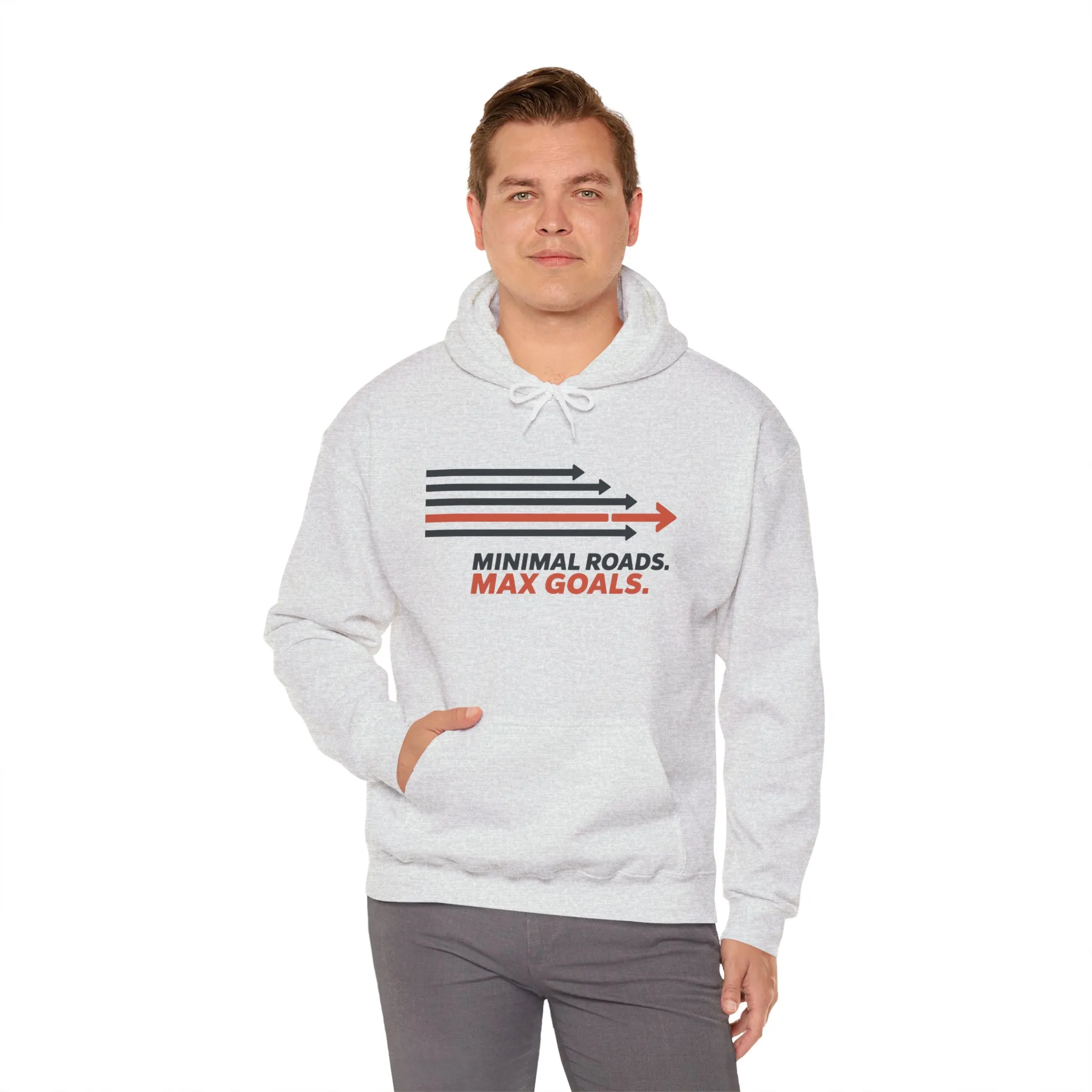 Mens Heavy Blend™ Hooded Sweatshirt, Minimal Roads Max Goals Motivational Mens Hoodie - Image 4