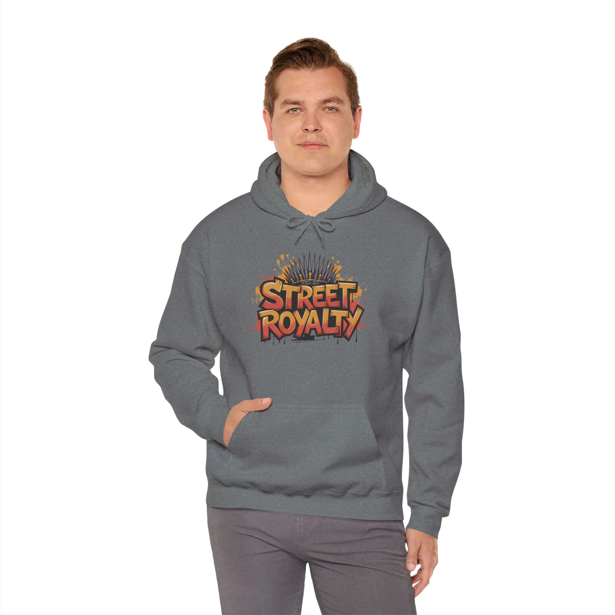 Street Royalty Men's Hoodie, Graffiti Crown Graphic Sweatshirt, Urban Streetwear Pullover with Throne Design - Image 10