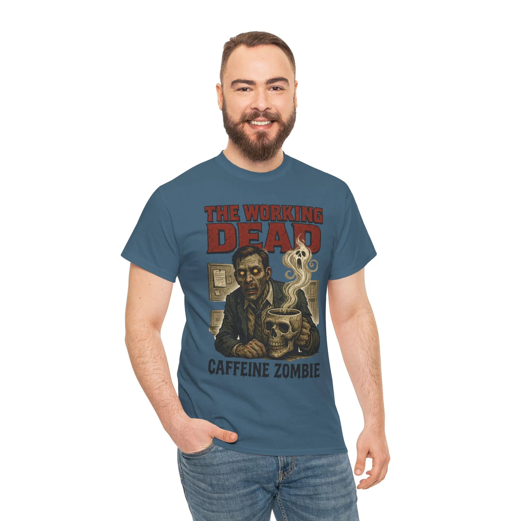 The Working Dead Men's Funny Zombie Work T-Shirt, Office Humor Tee, Halloween Office Tee, Coffee Zombie Shirt - Image 18