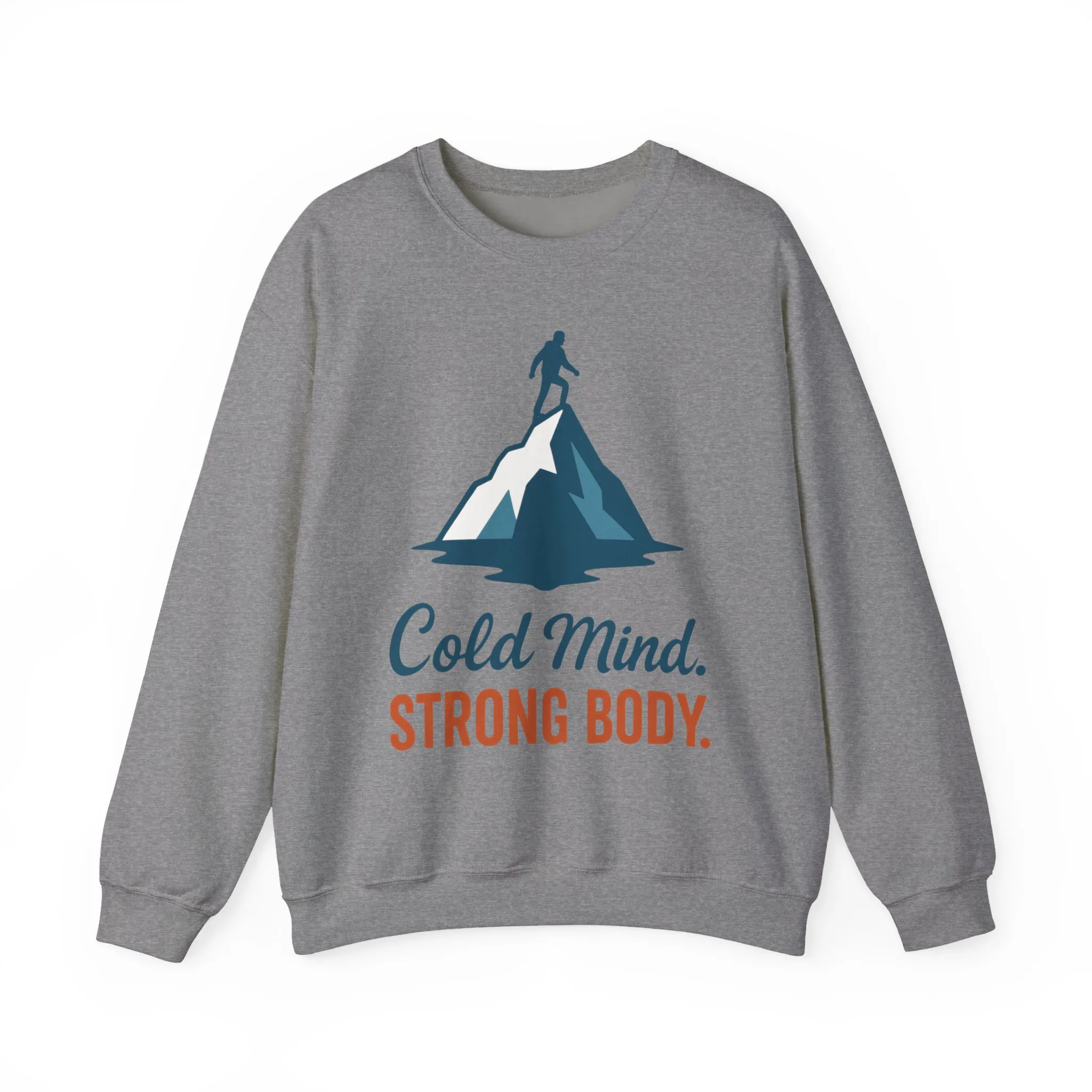 Mens Heavy Blend™ Crewneck Sweatshirt, Cold Mind Strong Body Sweatshirt, Nordic Mountain Minimalist Pullover - Image 2