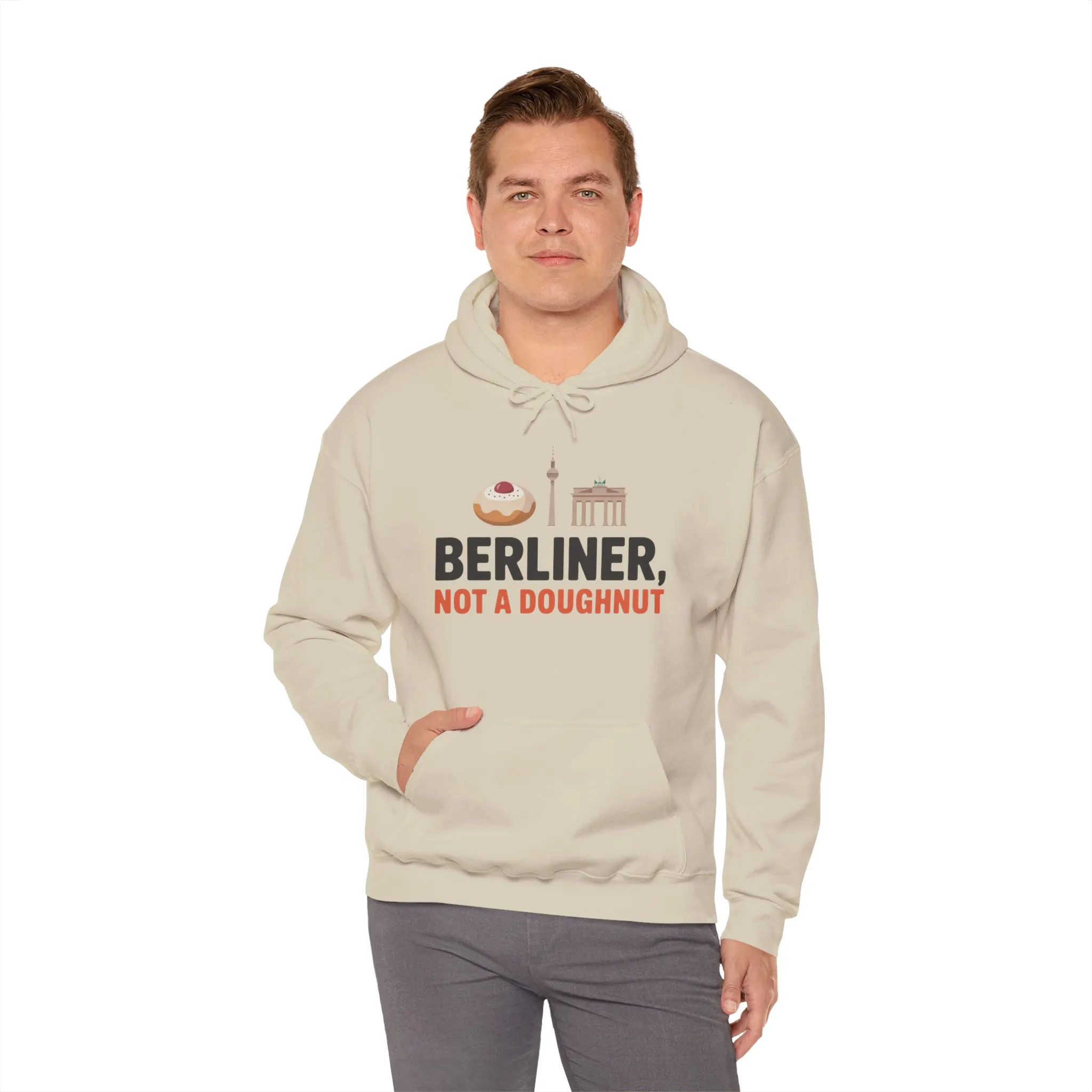 Mens Heavy Blend™ Hooded Sweatshirt, Berliner Not a Doughnut Funny Berlin Hoodie for Men - Image 12
