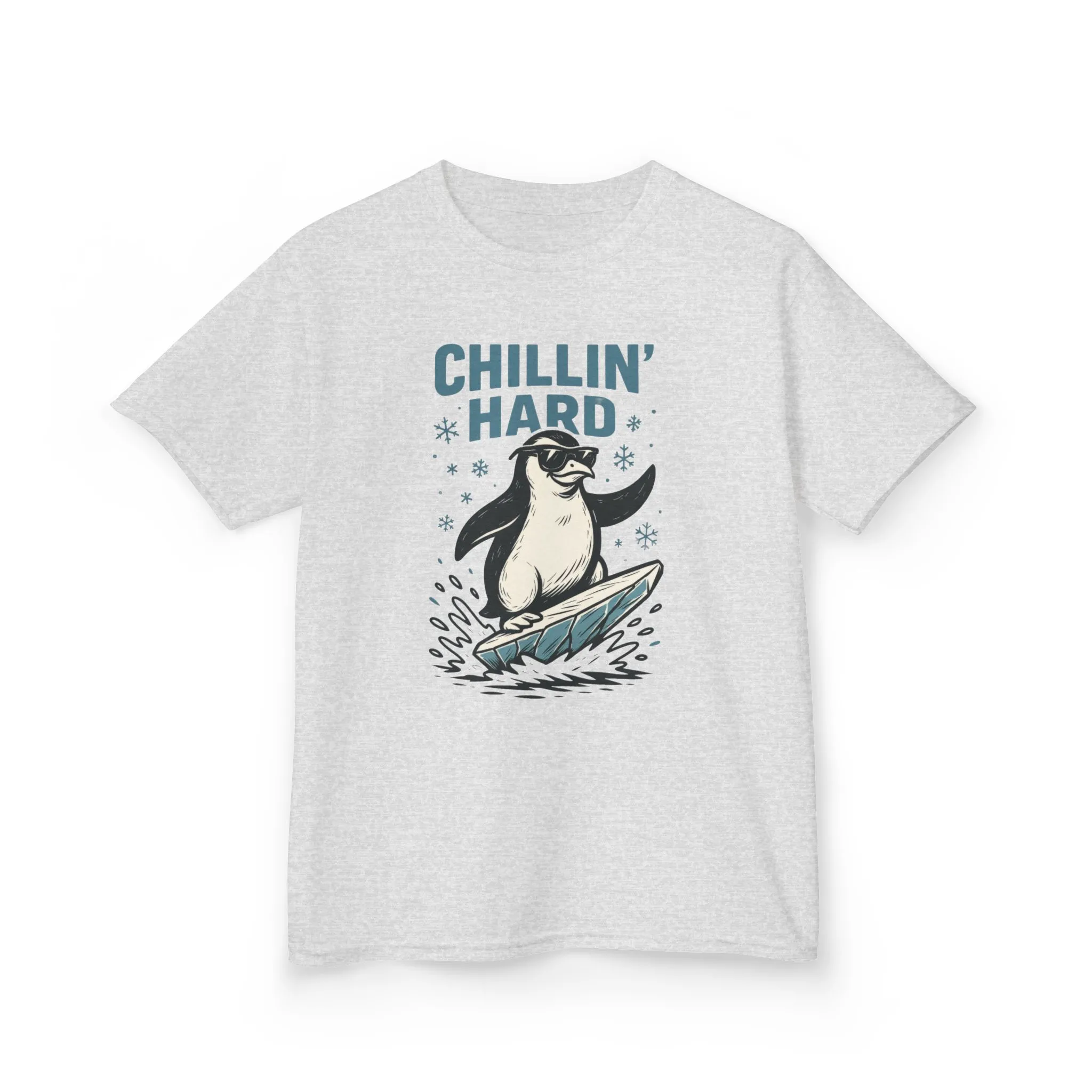 Kids Heavy Cotton™ Tee, Kids Chillin Hard Penguin T-Shirt, Funny Cool Animal Graphic Tee for Children - Image 4