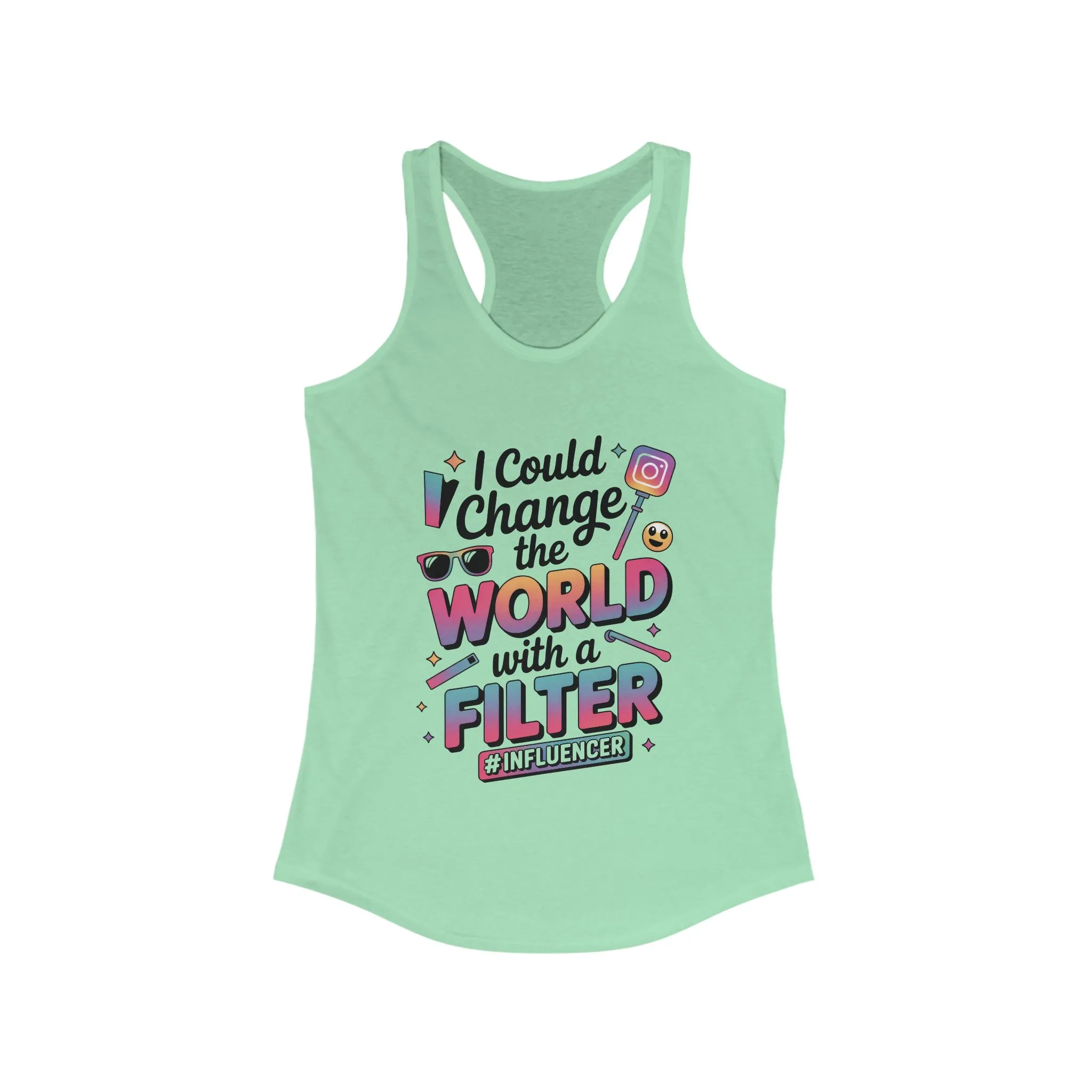 Women's Ideal Racerback Tank, Womens Influencer Tank Top, Funny Social Media Graphic Tank, Cute Trendy Top - Image 9