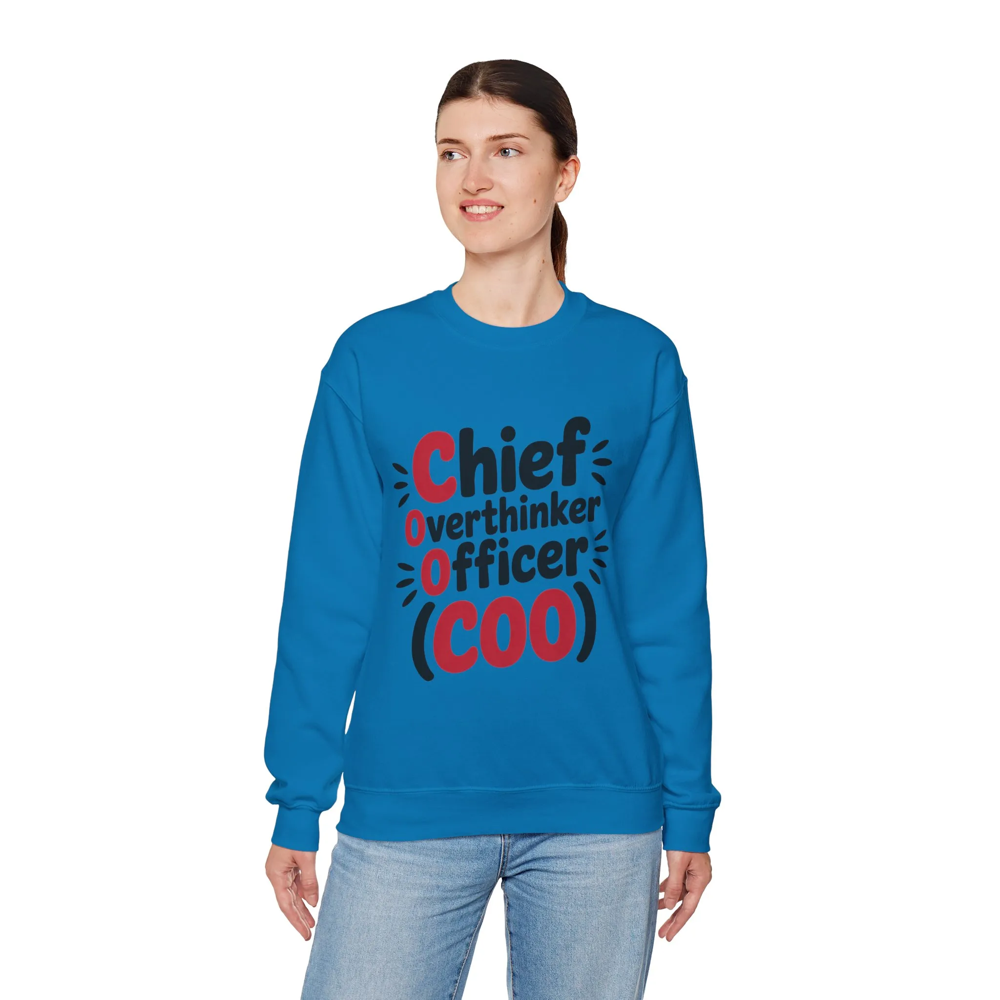 Chief Overthinker Officer Women's Sweatshirt, COO Funny Office Humor Graphic Pullover, Women's Heavy Blend™ Crewneck Sweatshirt - Image 36