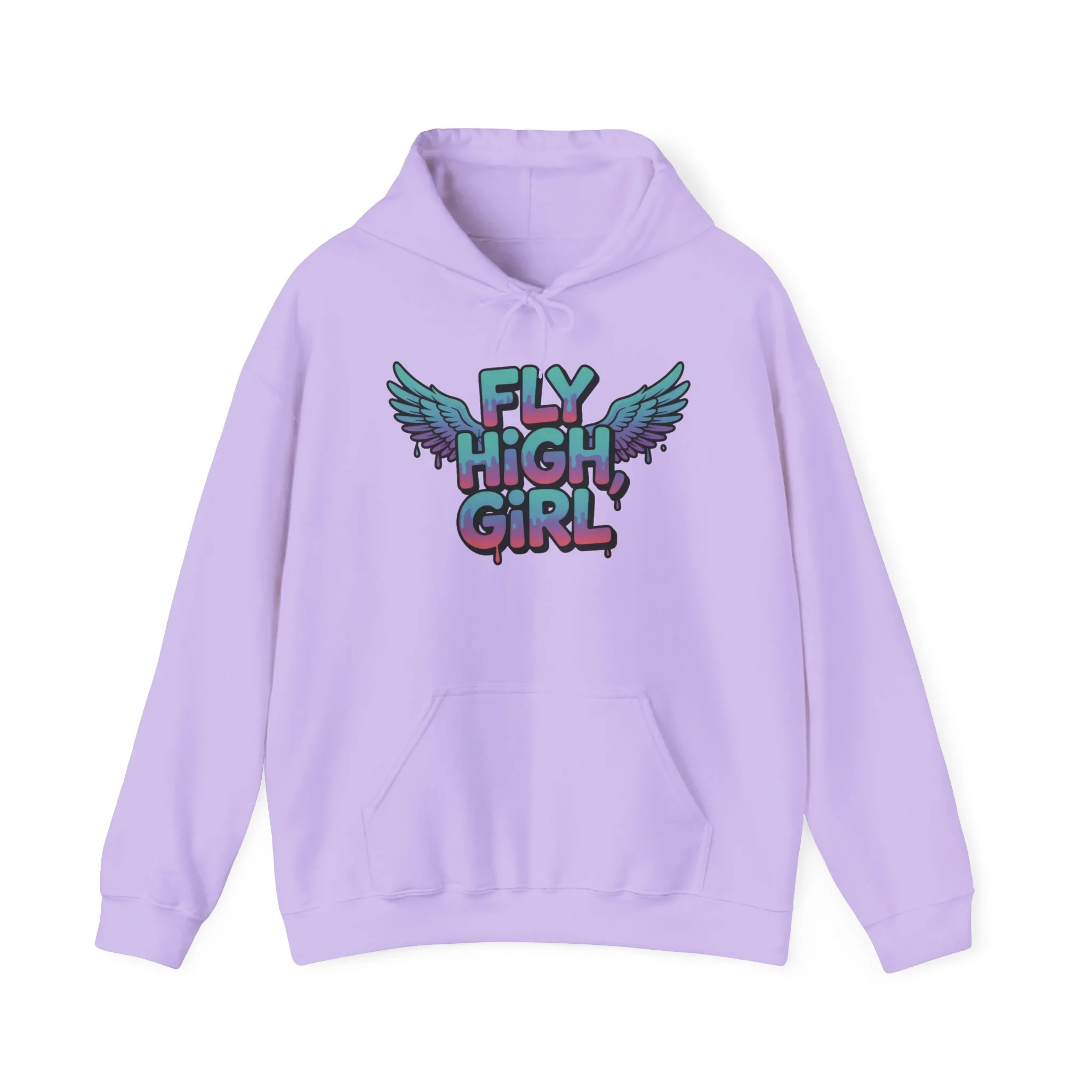 Women's Hoodie Fly High Girl, Angel Wings Graffiti Drip Graphic Pullover, Streetwear Hoodie - Image 2