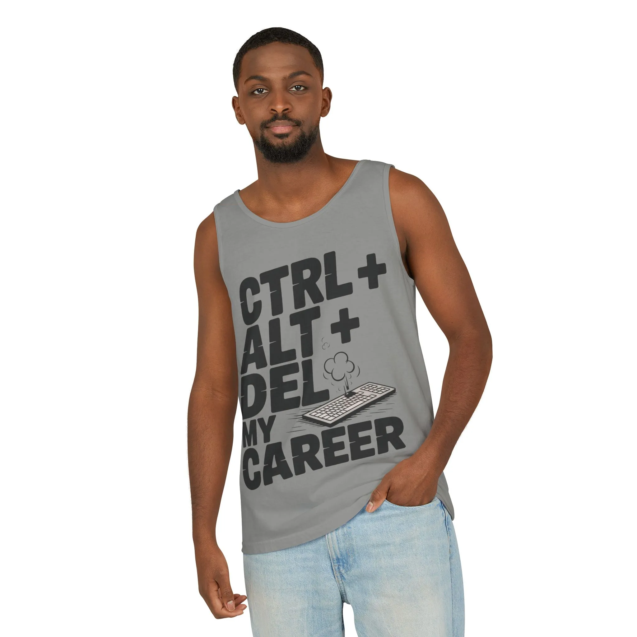 Ctrl Alt Del My Career Men's Tank Top, Funny Geek Sarcastic Office Humor Summer Shirt - Image 18