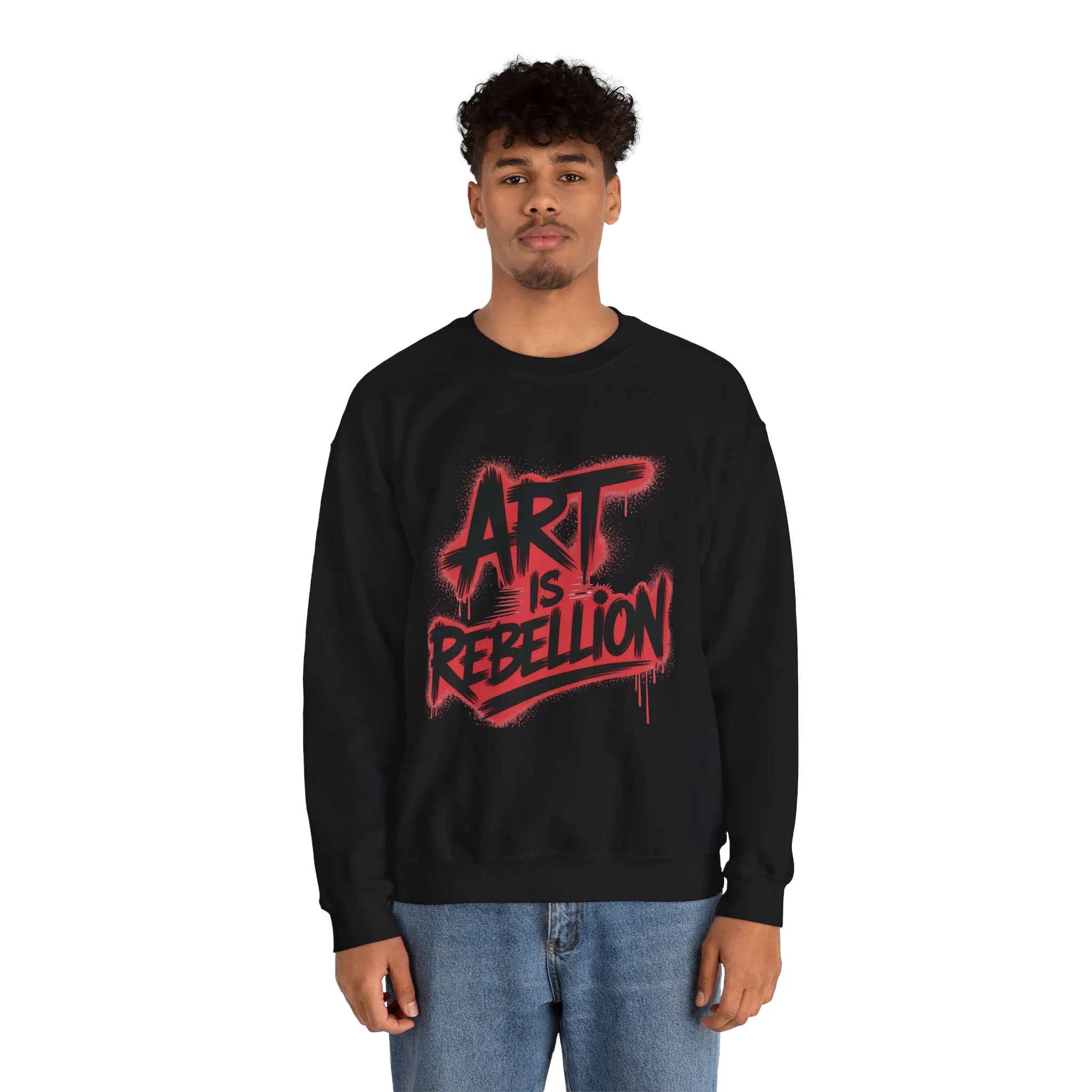 Men's Heavy Blend™ Crewneck Sweatshirt, Art Is Rebellion Men's Crewneck Sweatshirt, Graffiti Street Art Pullover, Urban Rebellion Streetwear - Image 7