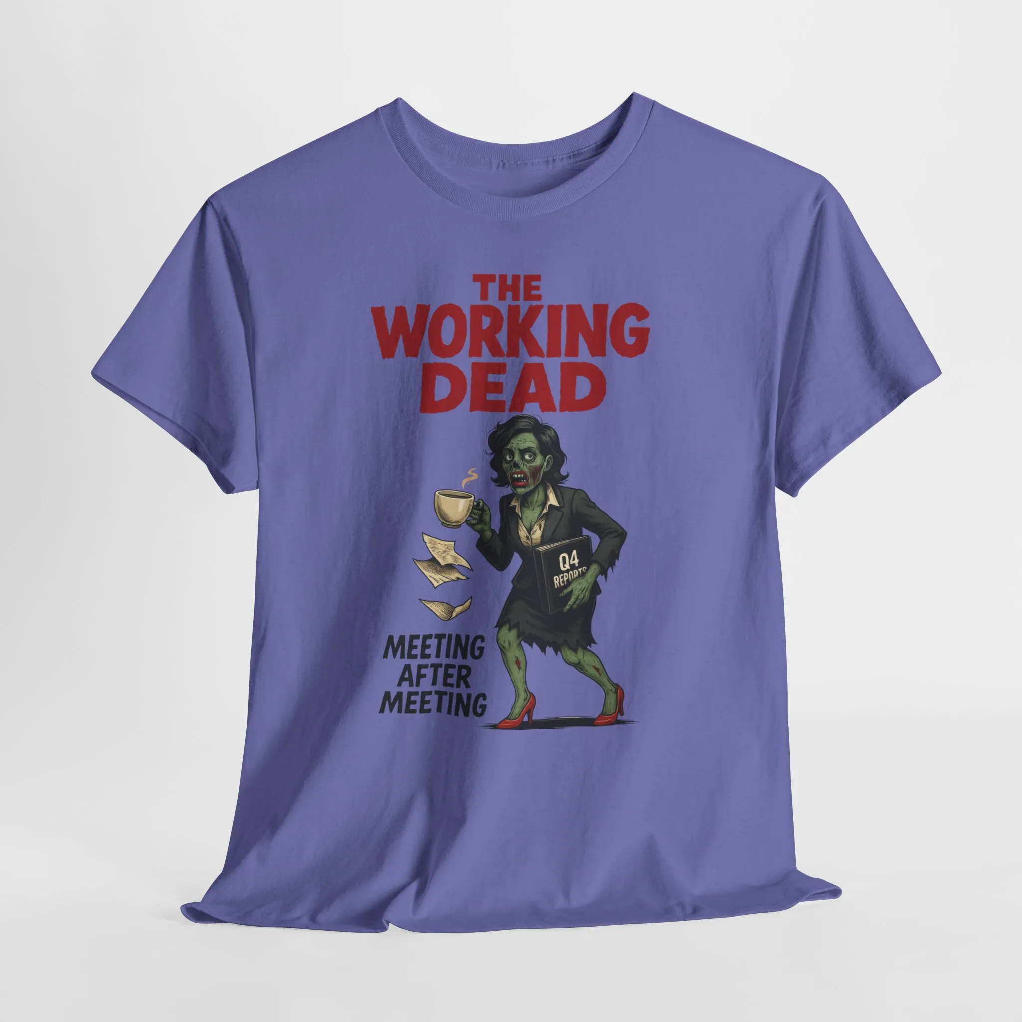 The Working Dead Women's Zombie Funny Office T-Shirt, Meeting Humor Tee, Zombie Work Top, Halloween Work Tee - Image 24