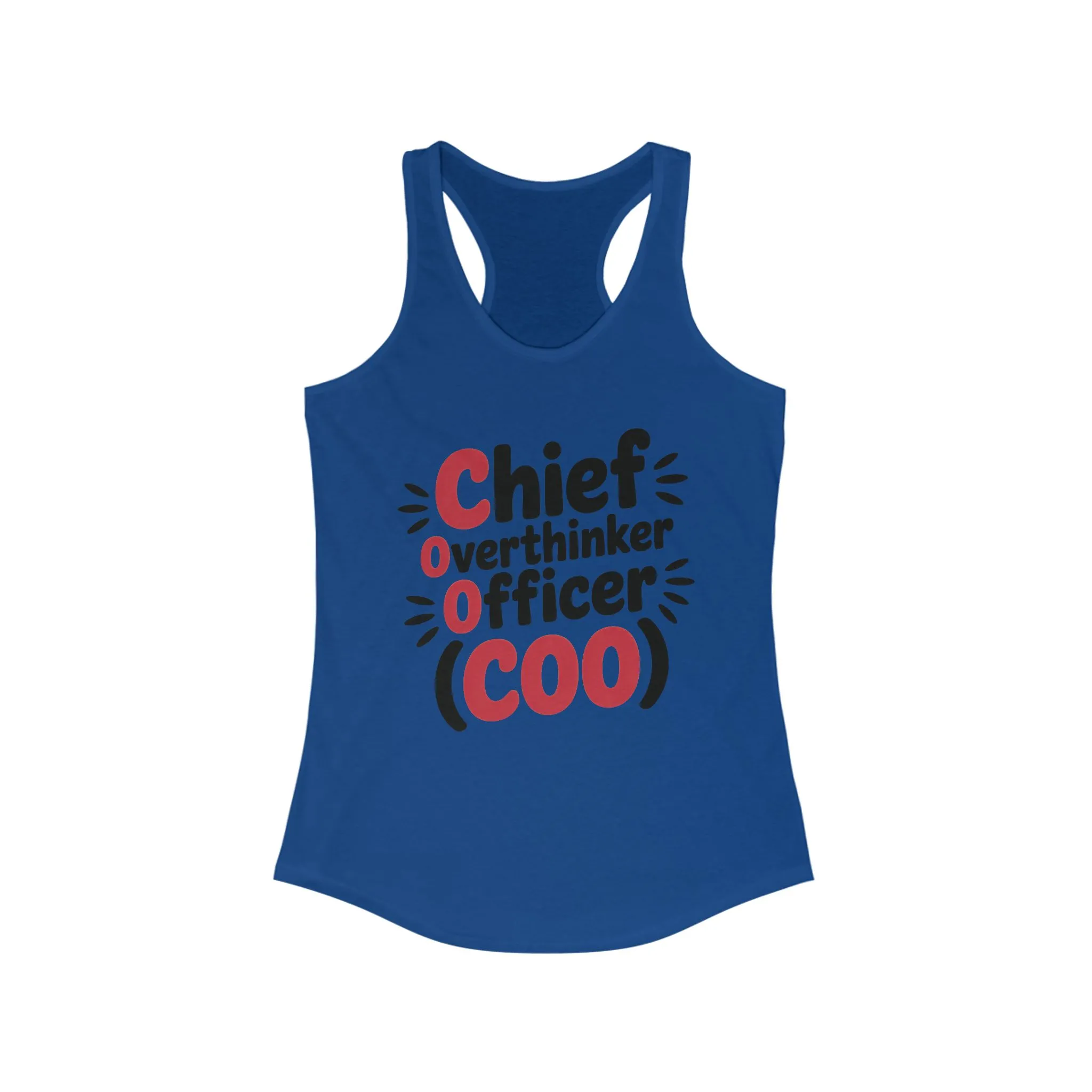 Women's Ideal Racerback Tank, Chief Overthinker Officer Tank Top, COO Funny Graphic Office Humor Summer Shirt - Image 13