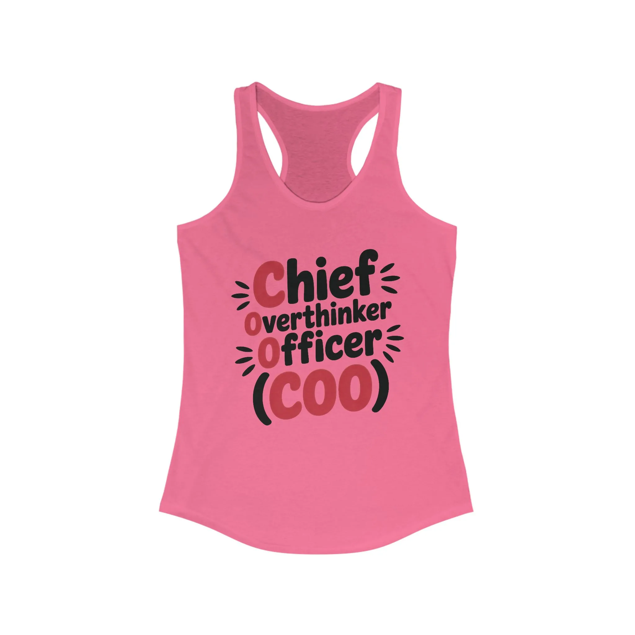 Women's Ideal Racerback Tank, Chief Overthinker Officer Tank Top, COO Funny Graphic Office Humor Summer Shirt - Image 17